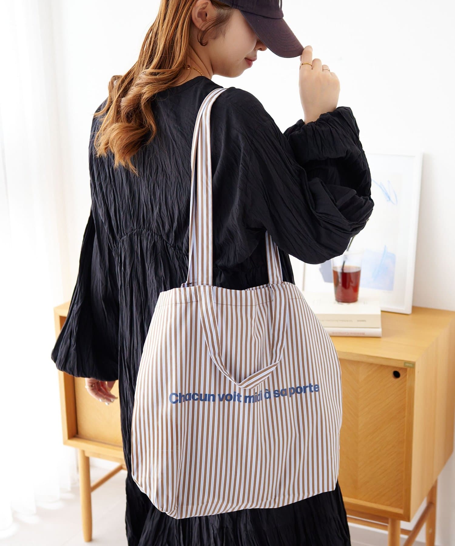 DISCOAT(ディスコート) ストライプロゴトートバッグ