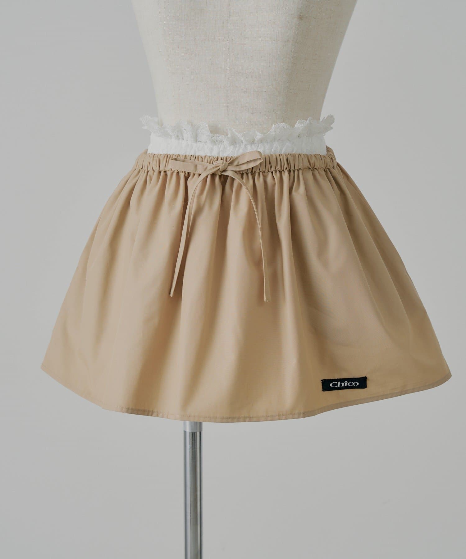 Chico(チコ) 【セットアップ対応】レースレイヤードフレアミニスカート