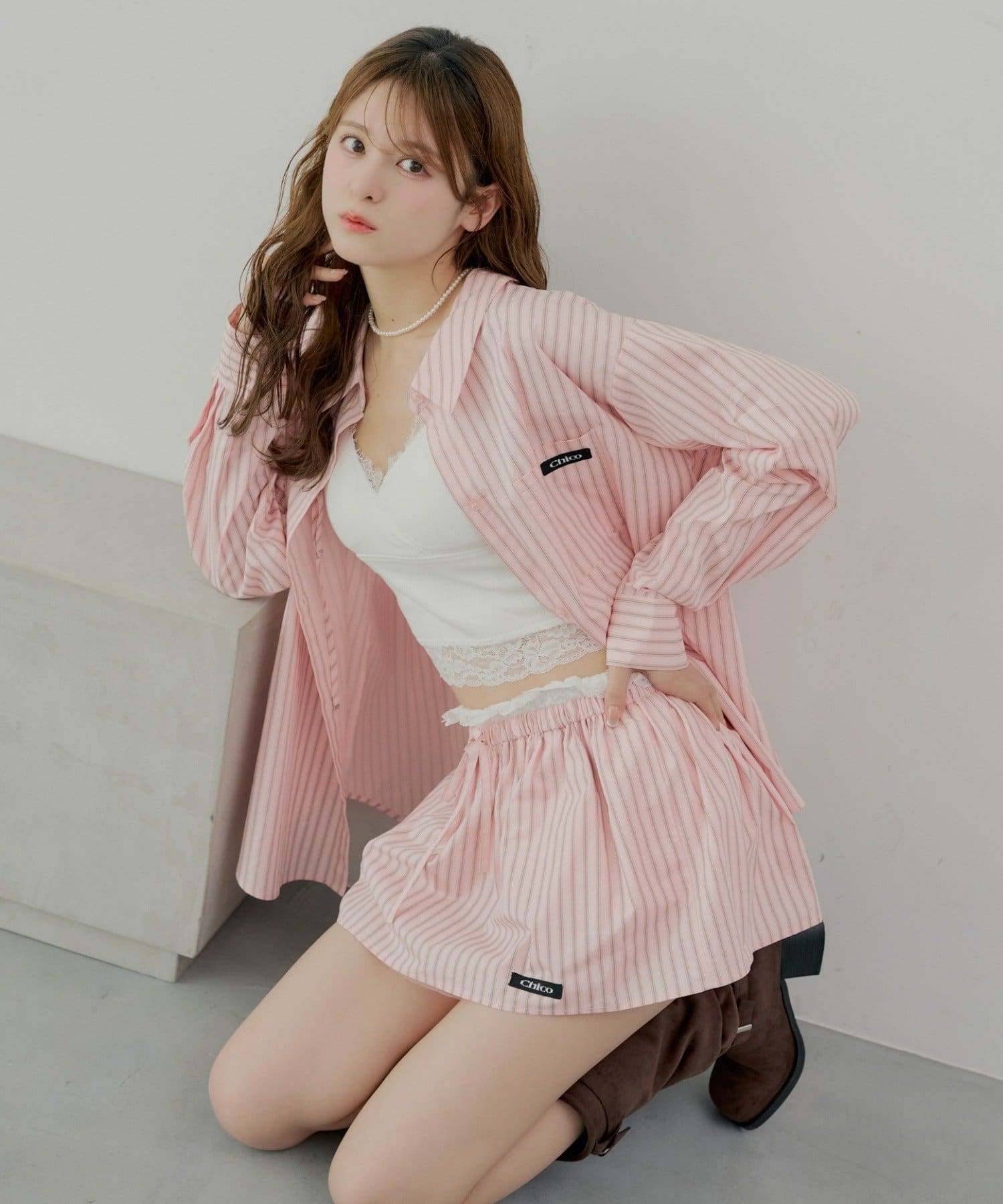 Chico(チコ) 【セットアップ対応】レースレイヤードフレアミニスカート