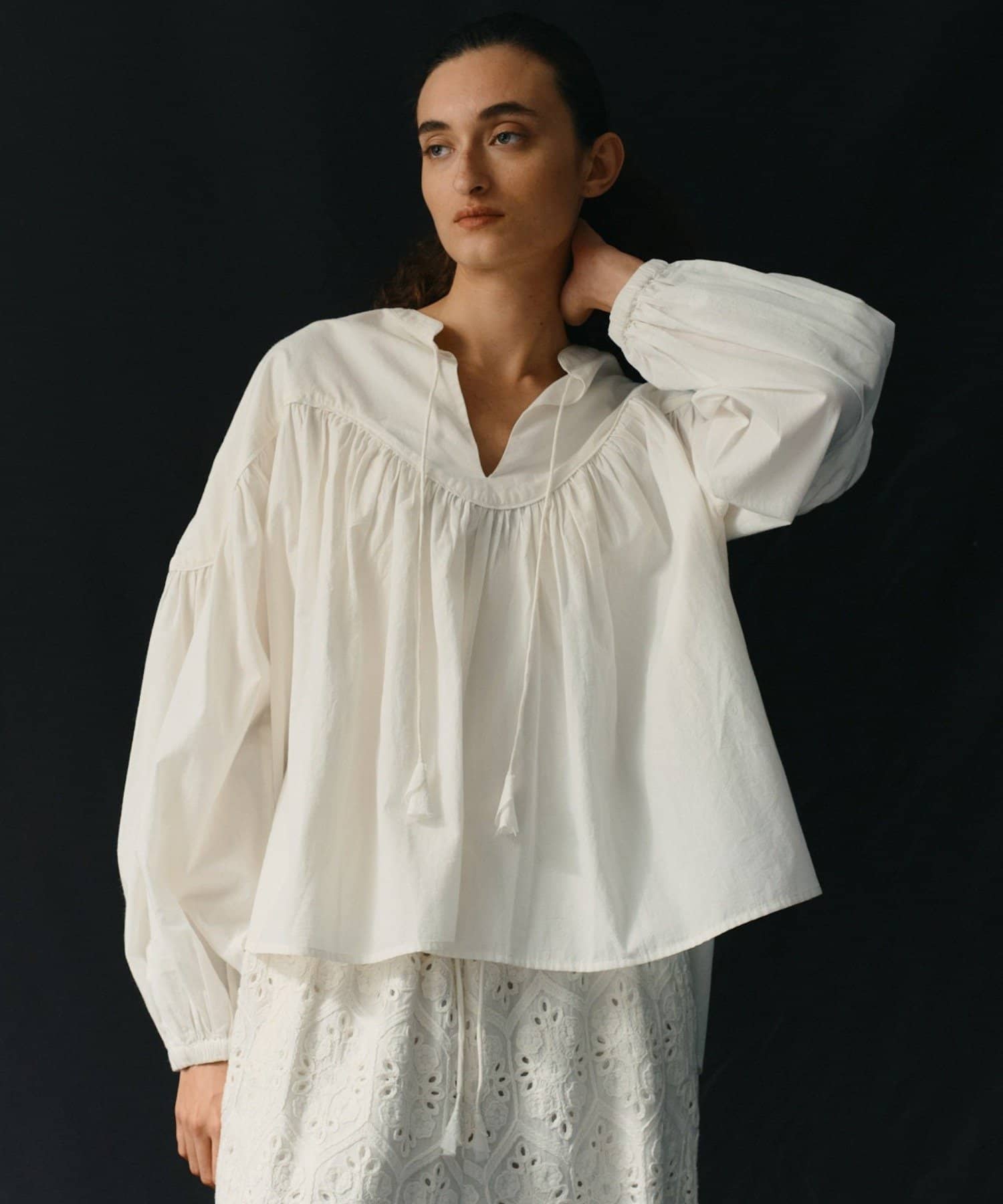 GALLARDAGALANTE(ガリャルダガランテ) 【1/1(木)12:00~予約開始】【Dhritië】ギャザースキッパーブラウス