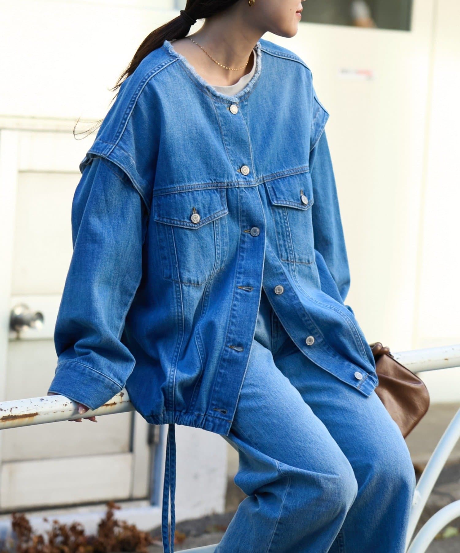 CIAOPANIC TYPY(チャオパニックティピー) 【マルチウェイ】裾ドロスト甘織デニムジャケット