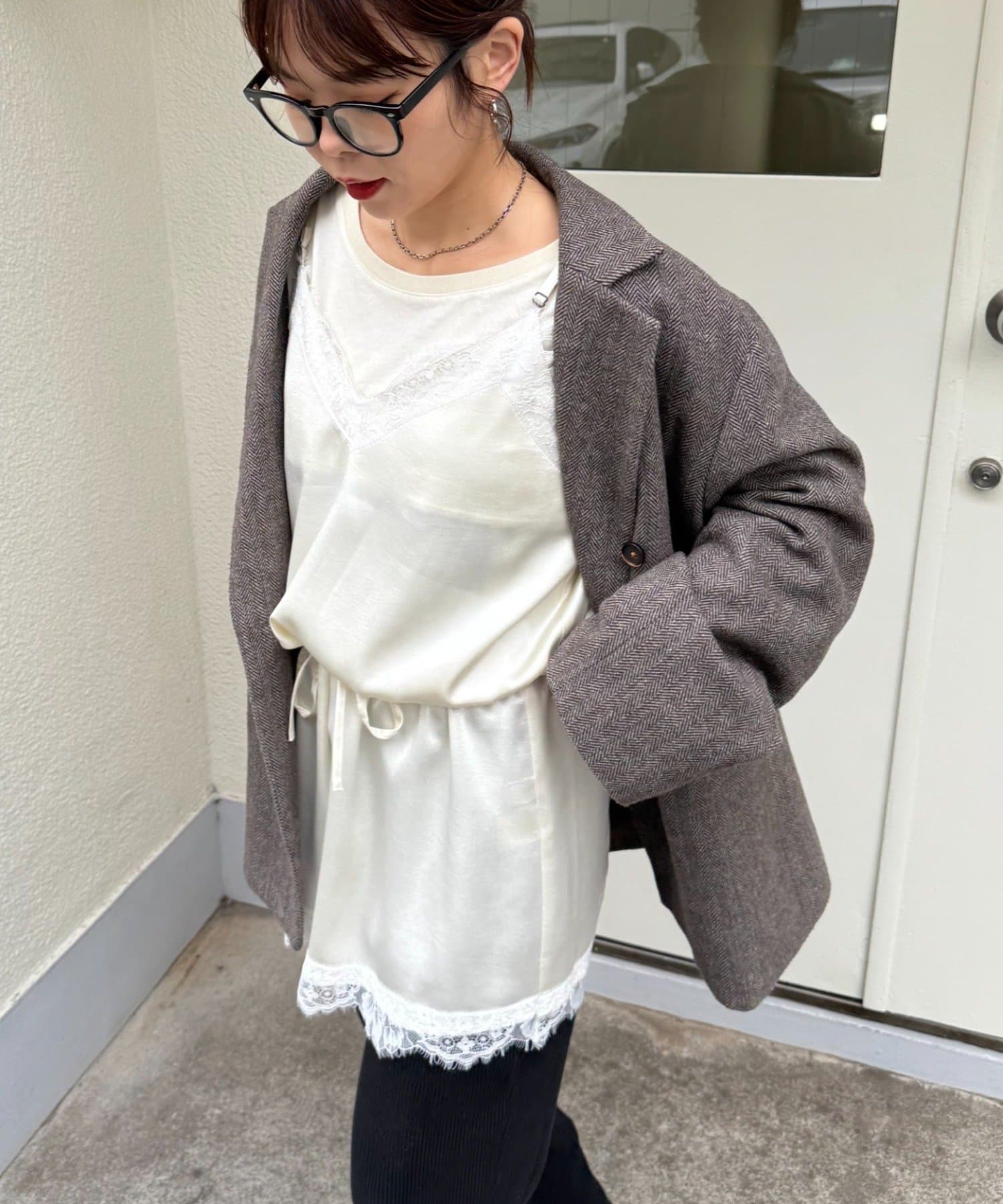 CIAOPANIC TYPY(チャオパニックティピー) サテンレースウエストドロストキャミチュニック