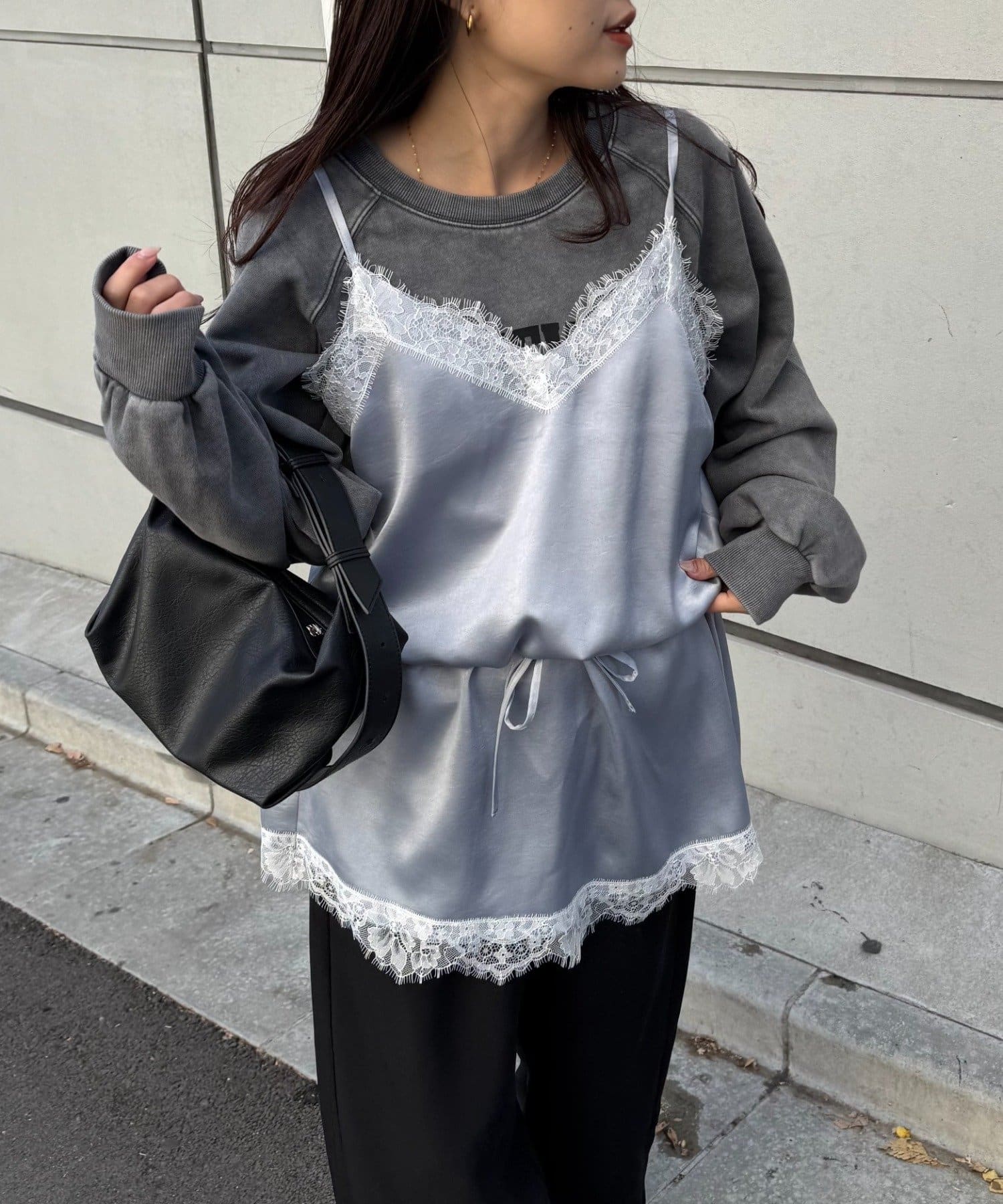 CIAOPANIC TYPY(チャオパニックティピー) サテンレースウエストドロストキャミチュニック