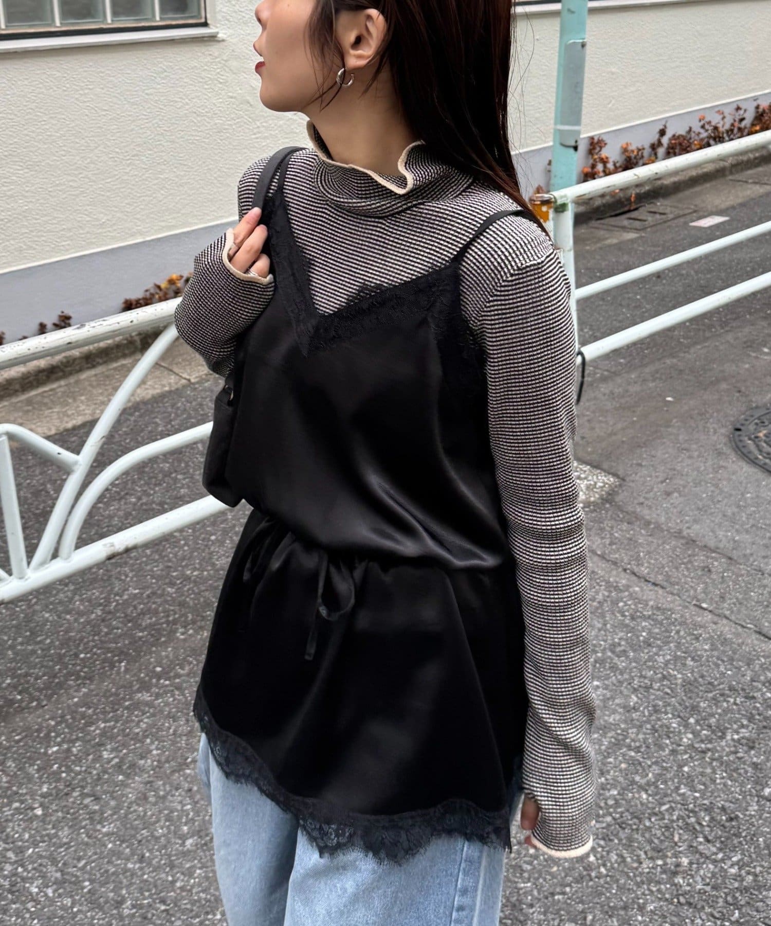 CIAOPANIC TYPY(チャオパニックティピー) サテンレースウエストドロストキャミチュニック