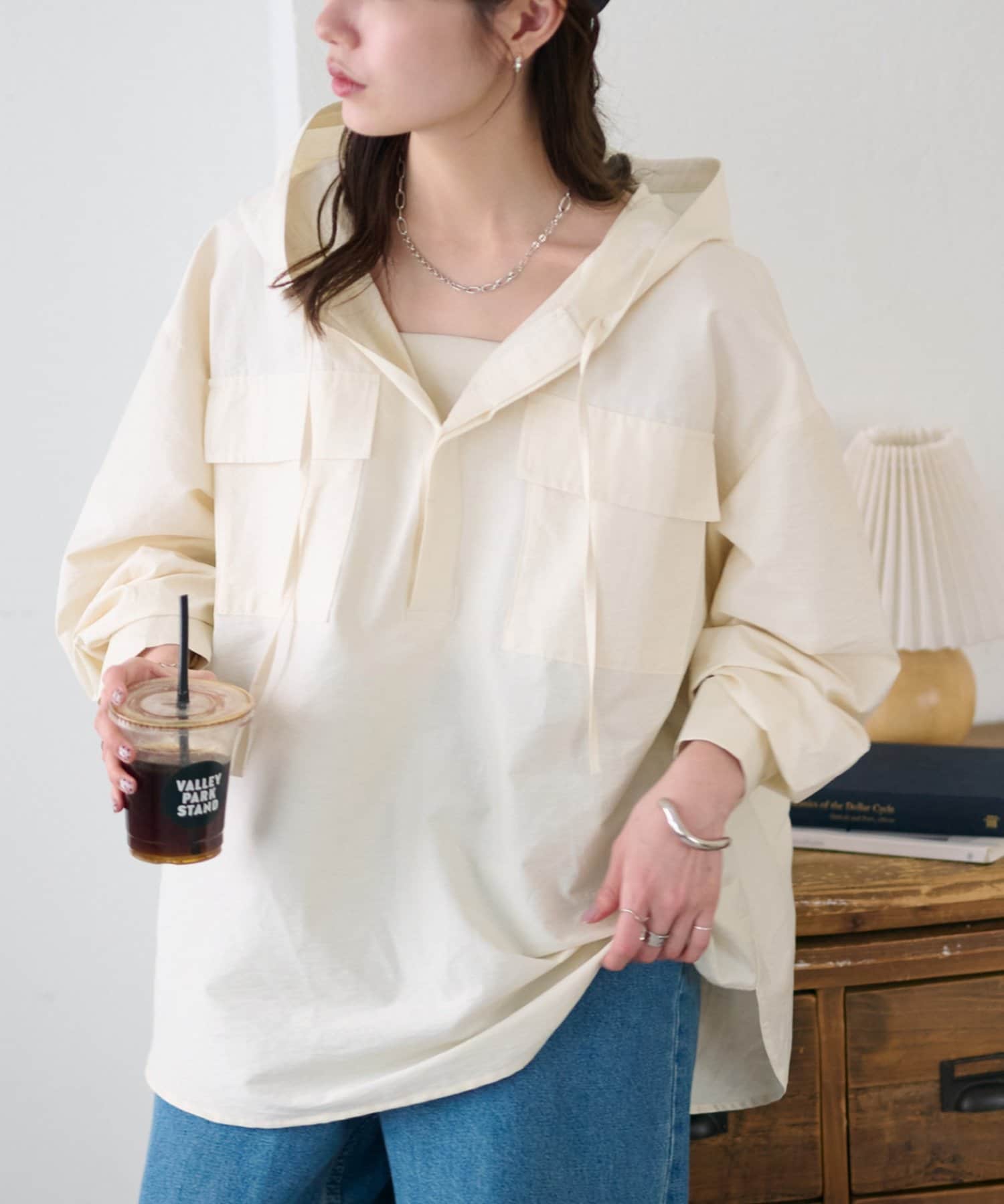 DISCOAT(ディスコート) 【Enlude】フードスキッパーシャツ《ユニセックス》