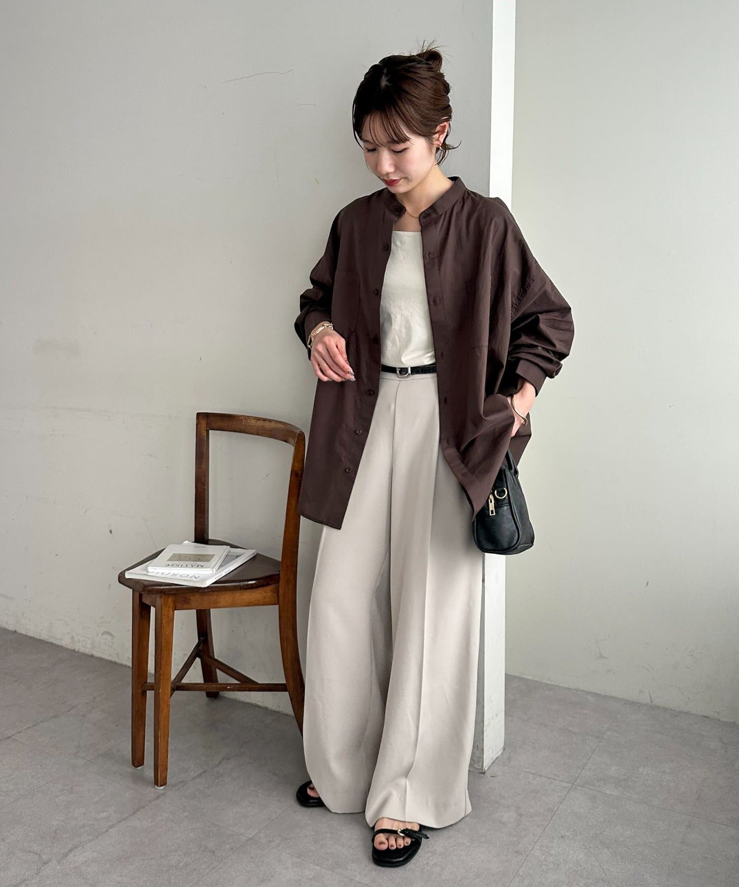 DISCOAT(ディスコート) 【Enlude】70ポプリンバンドカラーシャツ