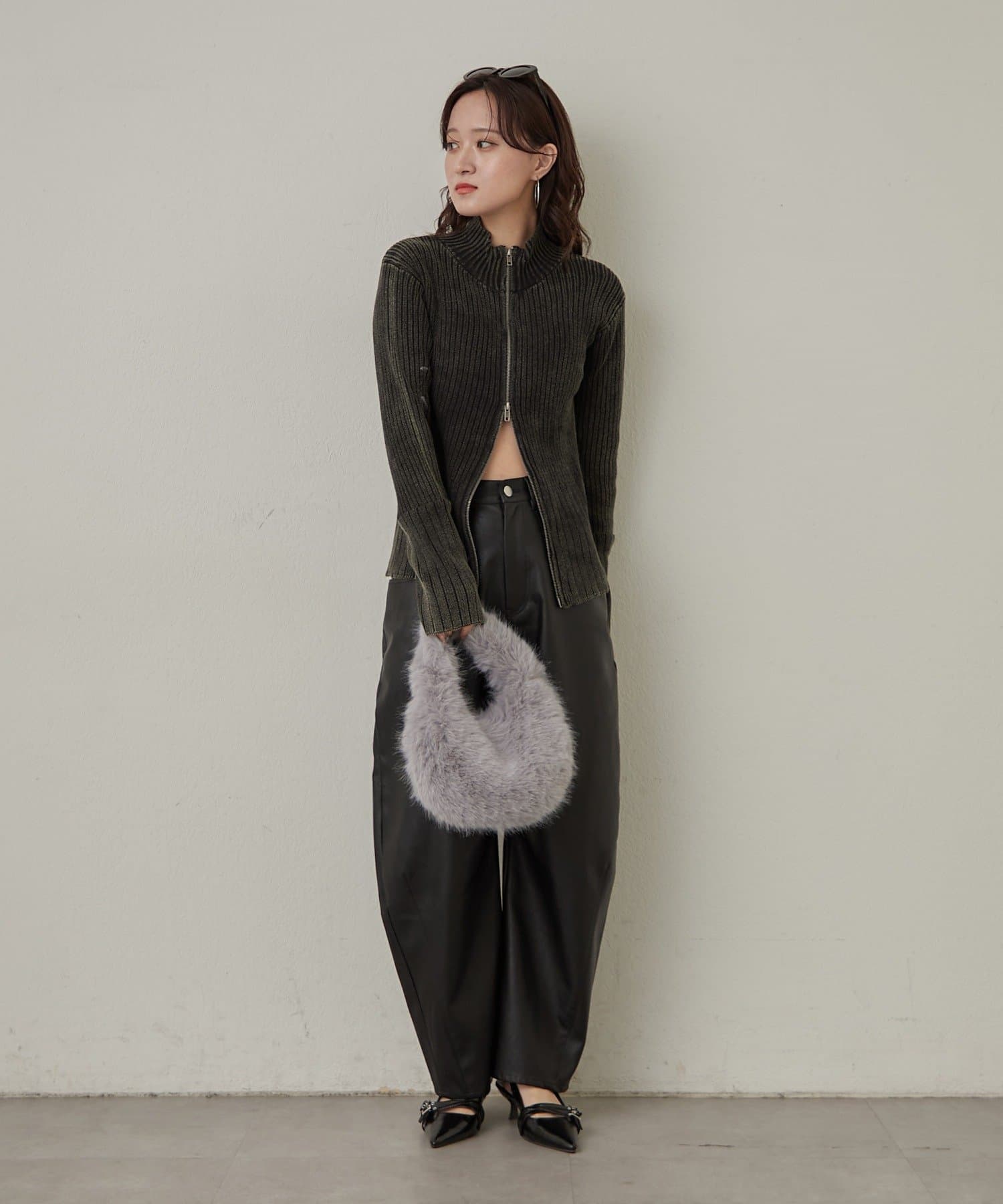 mline(エムライン) [mline]ダブルZIPリブカーディガン