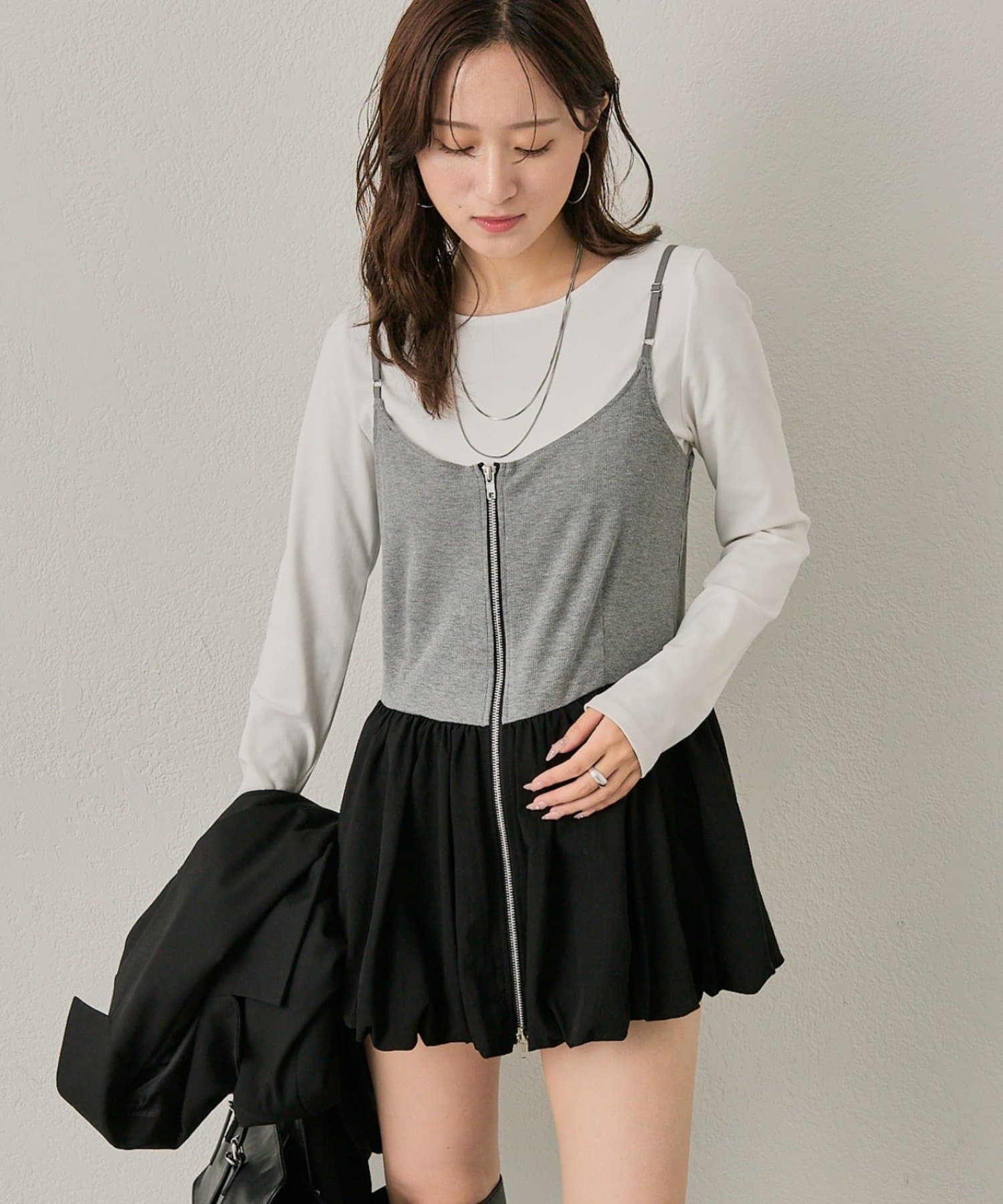 mline(エムライン) [mline]【前後2WAY】バルーンZIP キャミワンピ