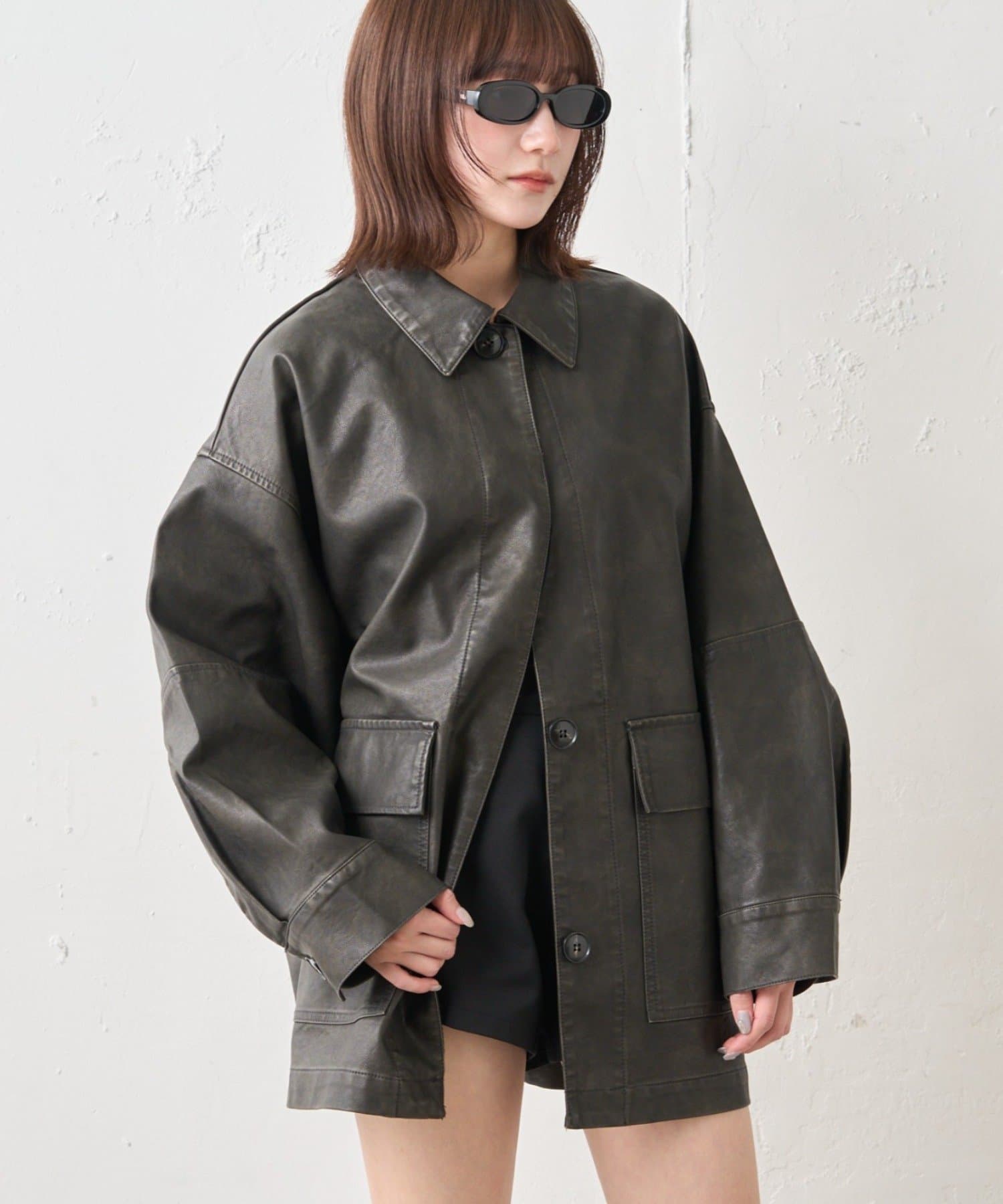 mline(エムライン) [mline]オーバーシルエット レザージャケット