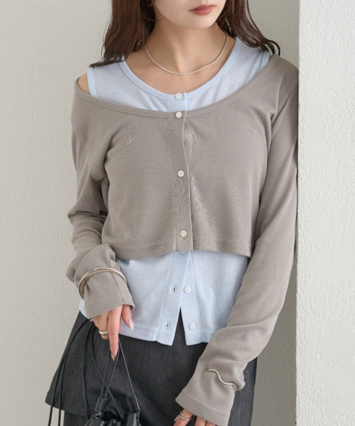 mystic(ミスティック) 配色レイヤードロングTシャツ