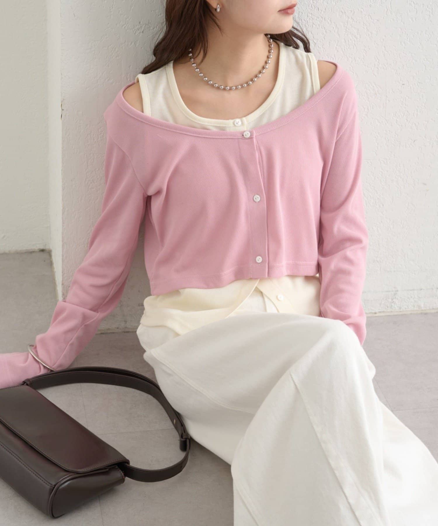 mystic(ミスティック) 配色レイヤードロングTシャツ