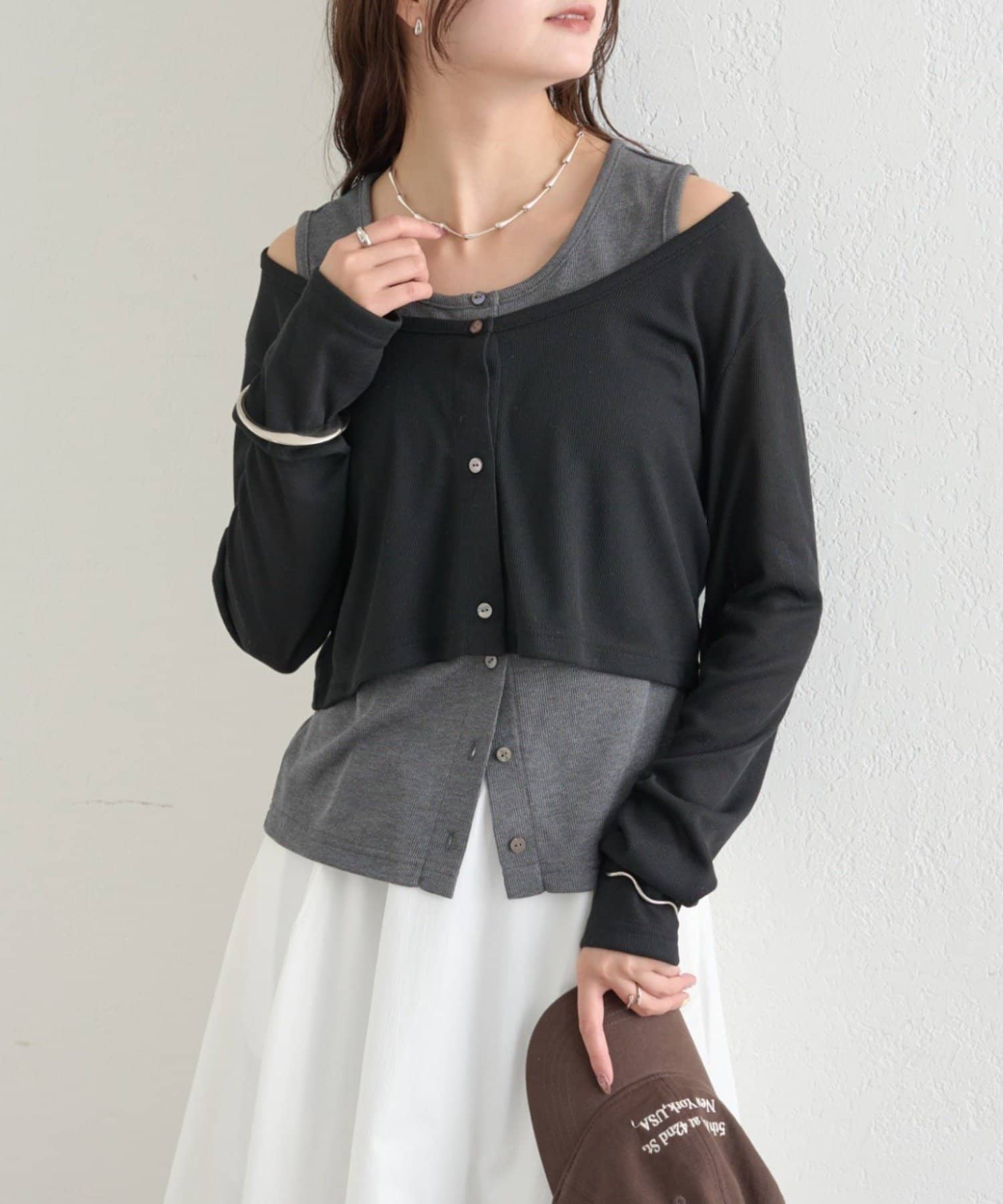 mystic(ミスティック) 配色レイヤードロングTシャツ