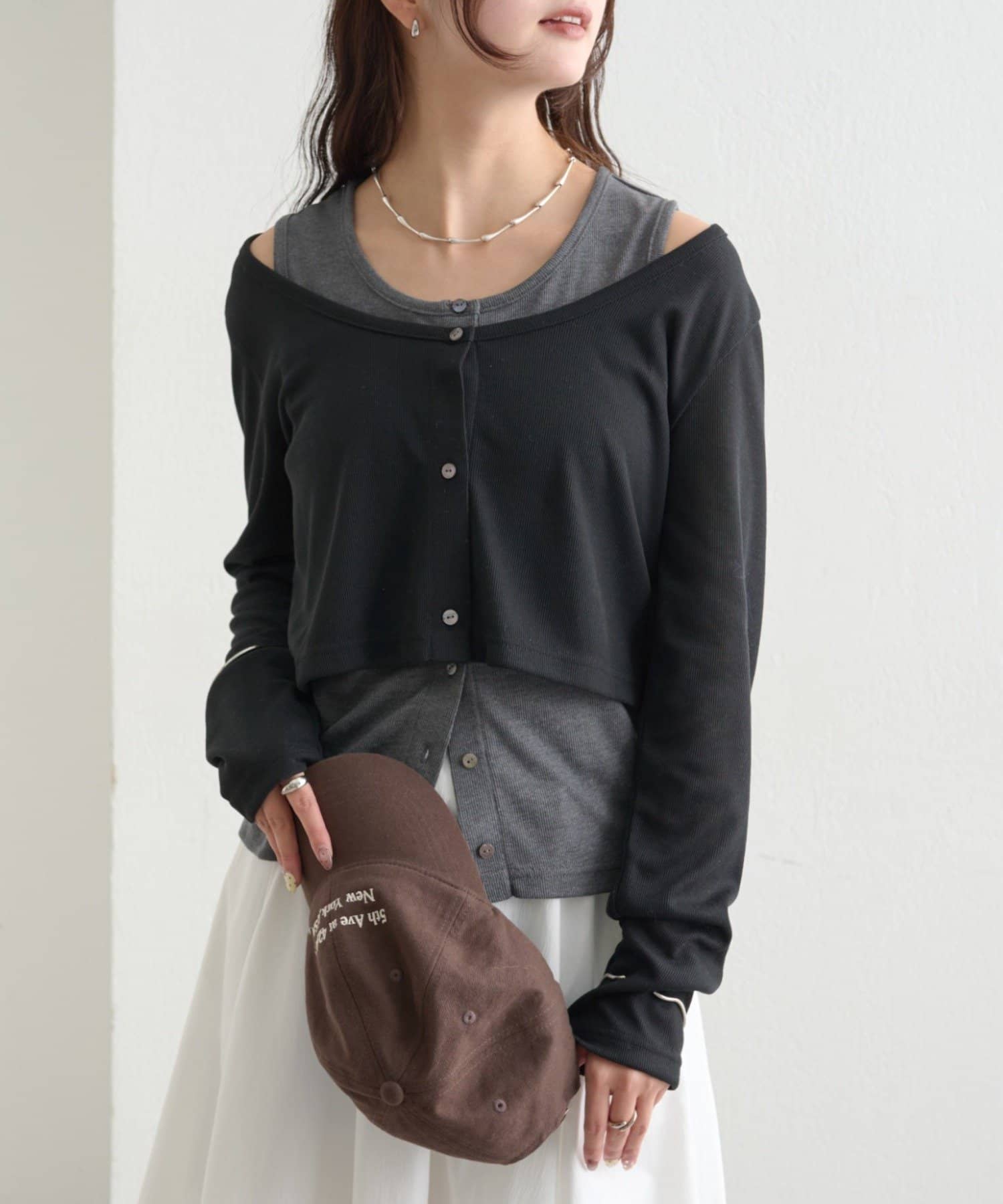 mystic(ミスティック) 配色レイヤードロングTシャツ