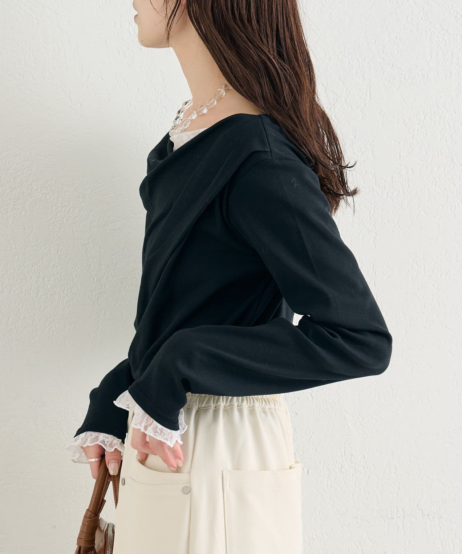 mystic(ミスティック) レースドッキングオフショルプルオーバー