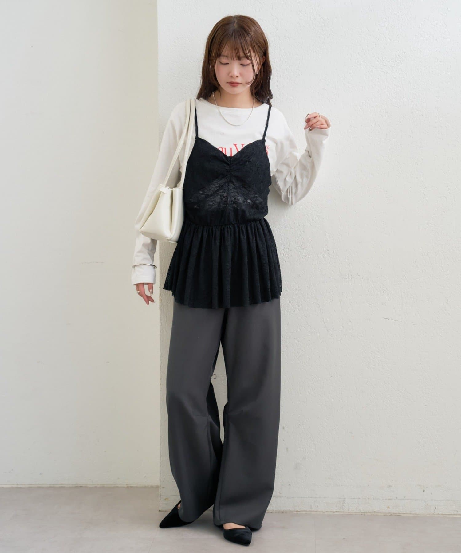 mystic(ミスティック) Vギャザーレースキャミソール