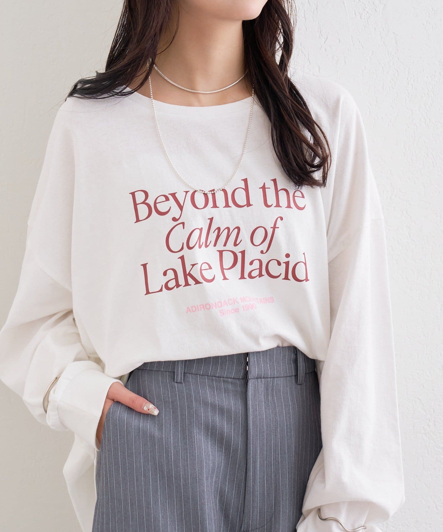 mystic(ミスティック) 配色BIGロゴロングTシャツ