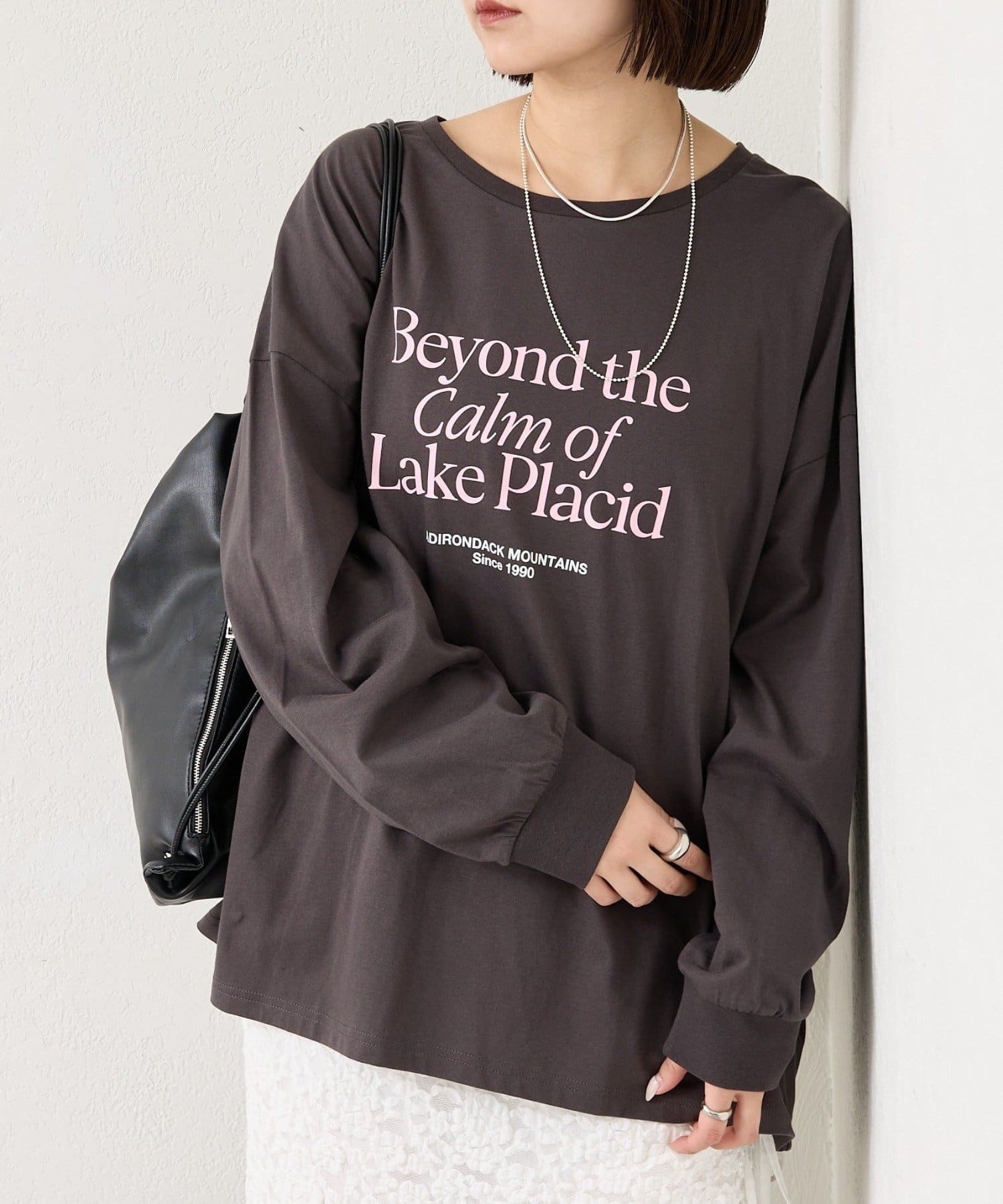 mystic(ミスティック) 配色BIGロゴロングTシャツ