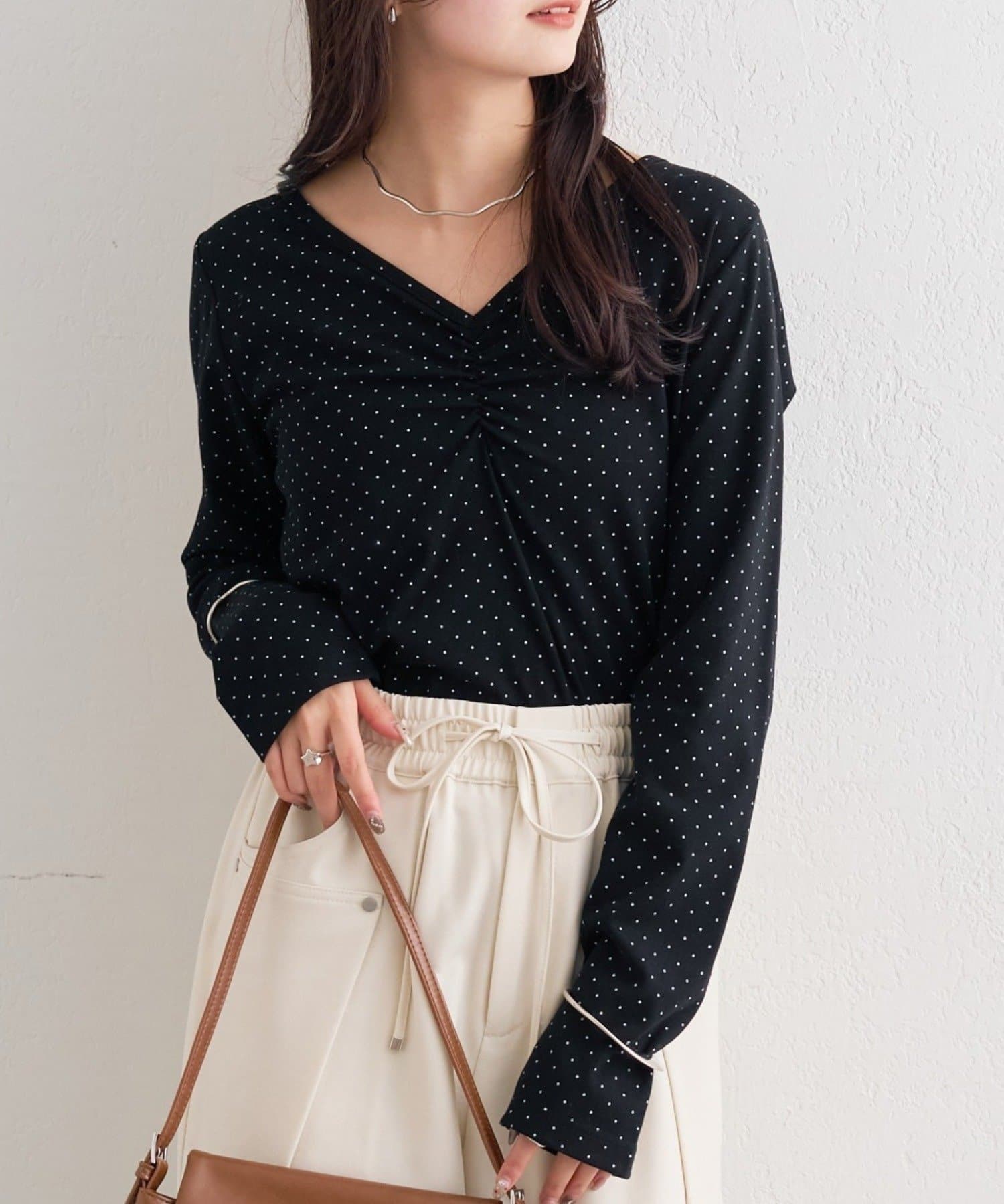 mystic(ミスティック) ドットプリントロングTシャツ