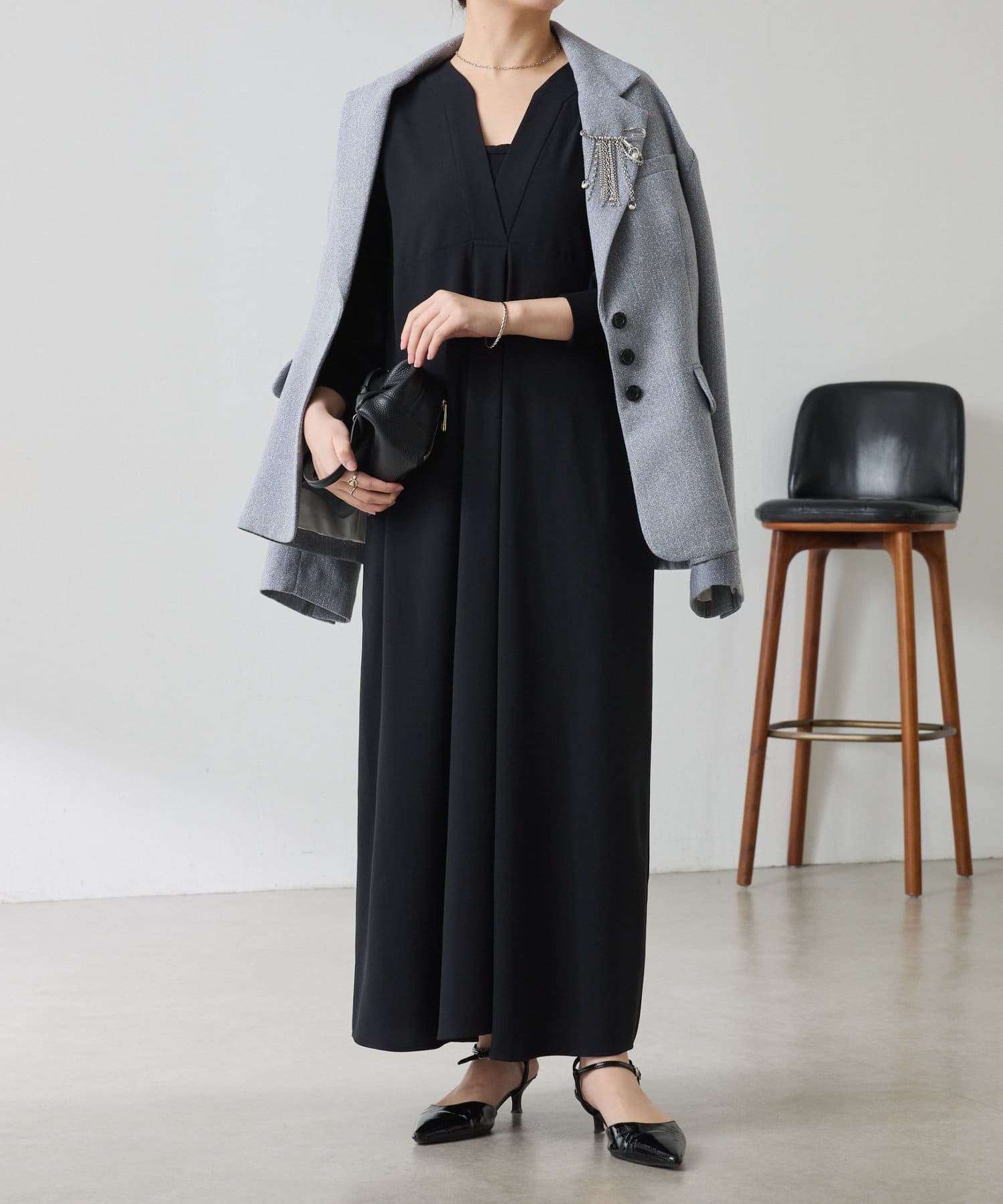 COLLAGE GALLARDAGALANTE(コラージュ ガリャルダガランテ) ジャージVネックワンピース/セレモニー