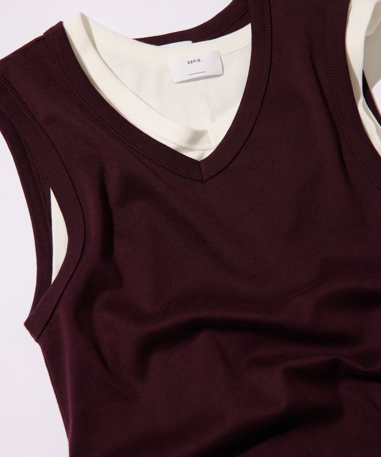 COLLAGE GALLARDAGALANTE(コラージュ ガリャルダガランテ) 【CEPIE./セピエ】Vネックフライスノースリーブ