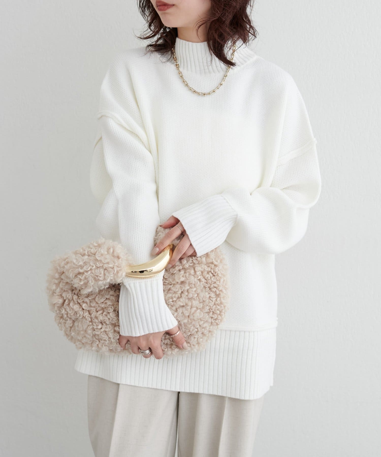 LARUTA(ラルータ) カシミアタッチダブルジャガードニットプルオーバー