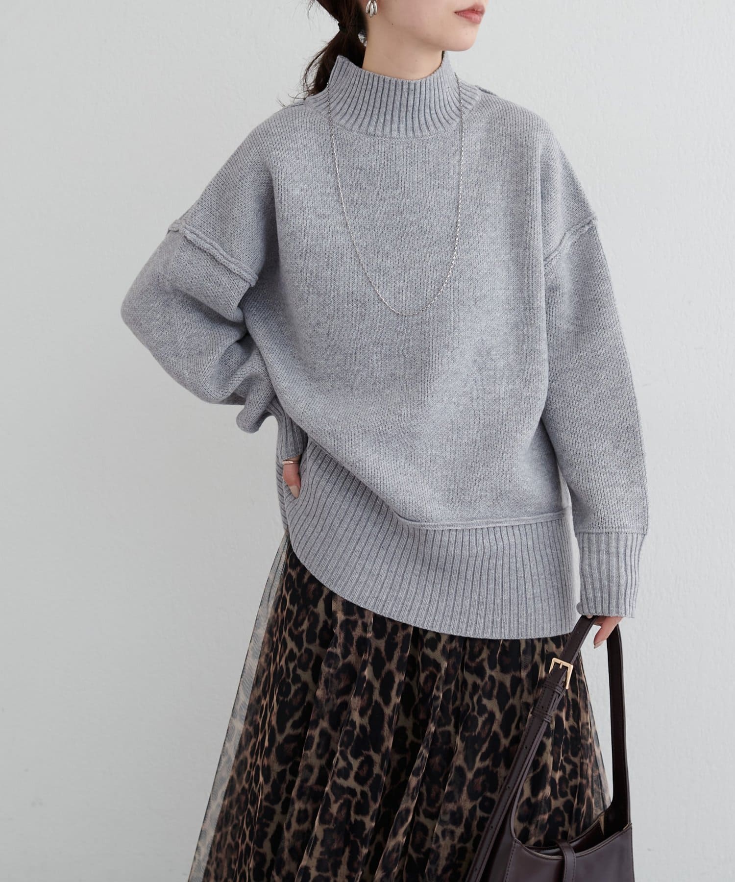 LARUTA(ラルータ) カシミアタッチダブルジャガードニットプルオーバー