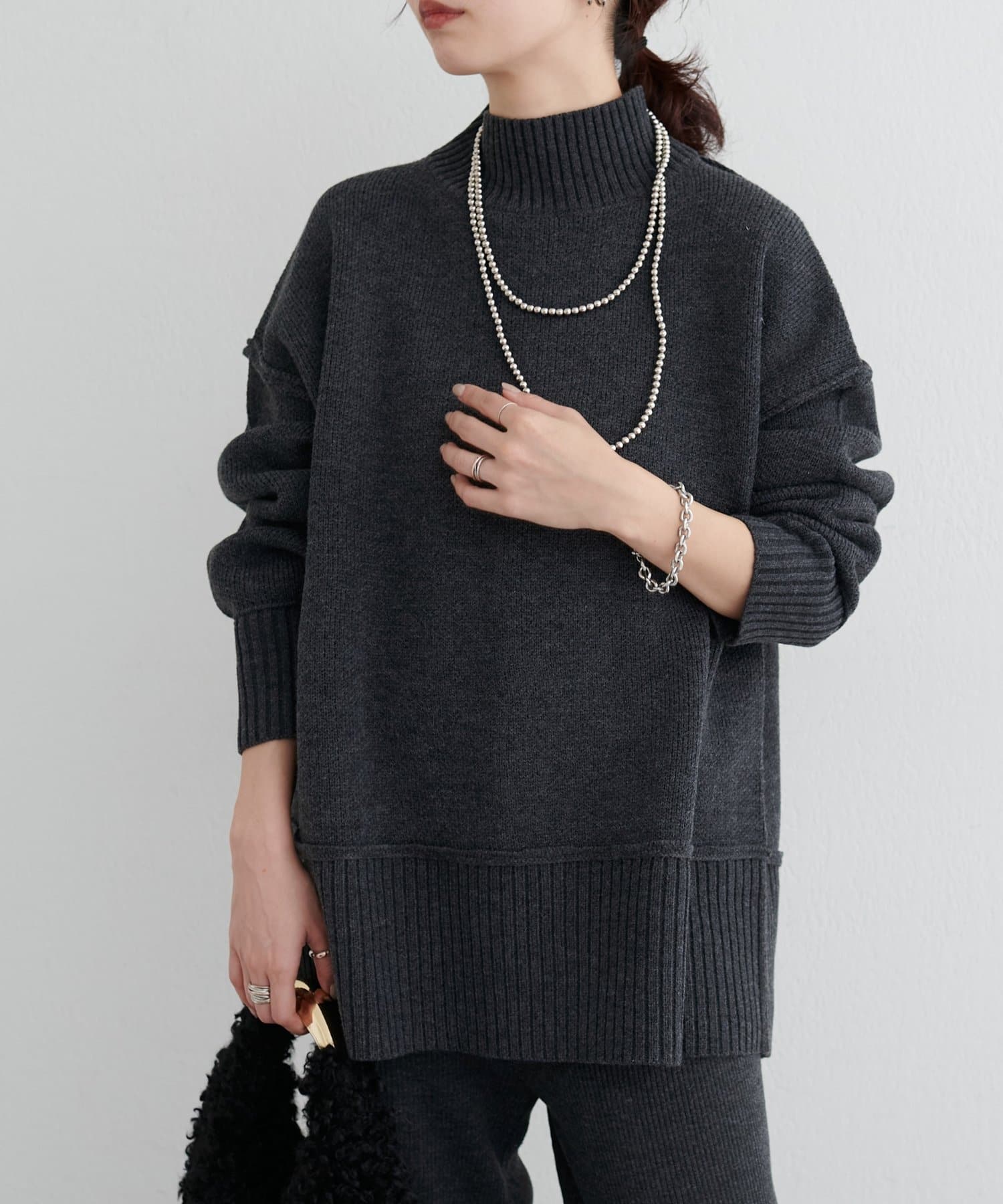 LARUTA(ラルータ) カシミアタッチダブルジャガードニットプルオーバー