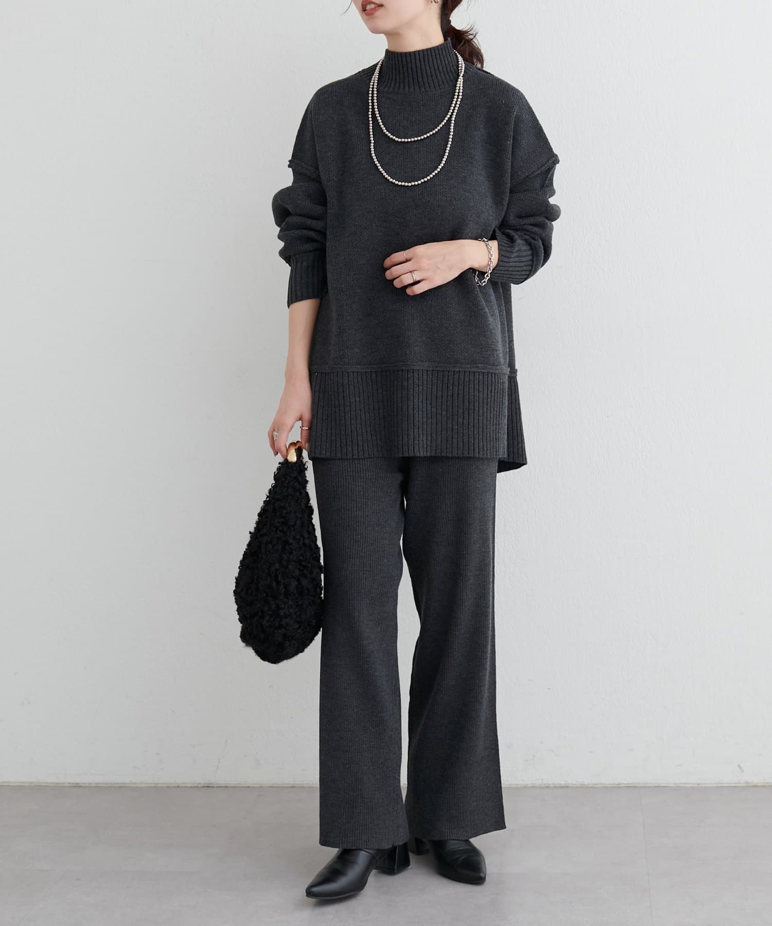 LARUTA(ラルータ) カシミアタッチダブルジャガードニットプルオーバー