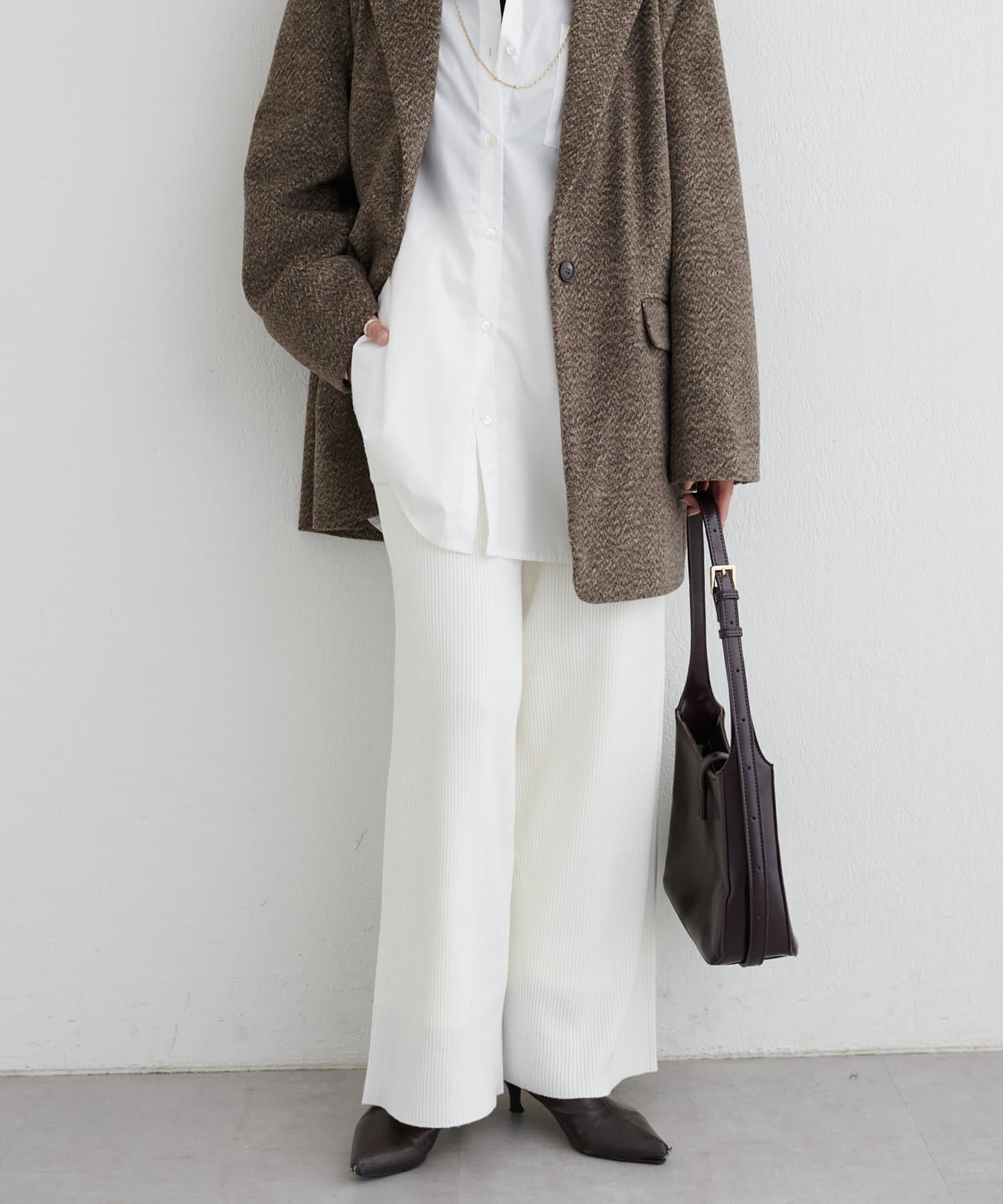 LARUTA(ラルータ) カシミアタッチリブニットパンツ