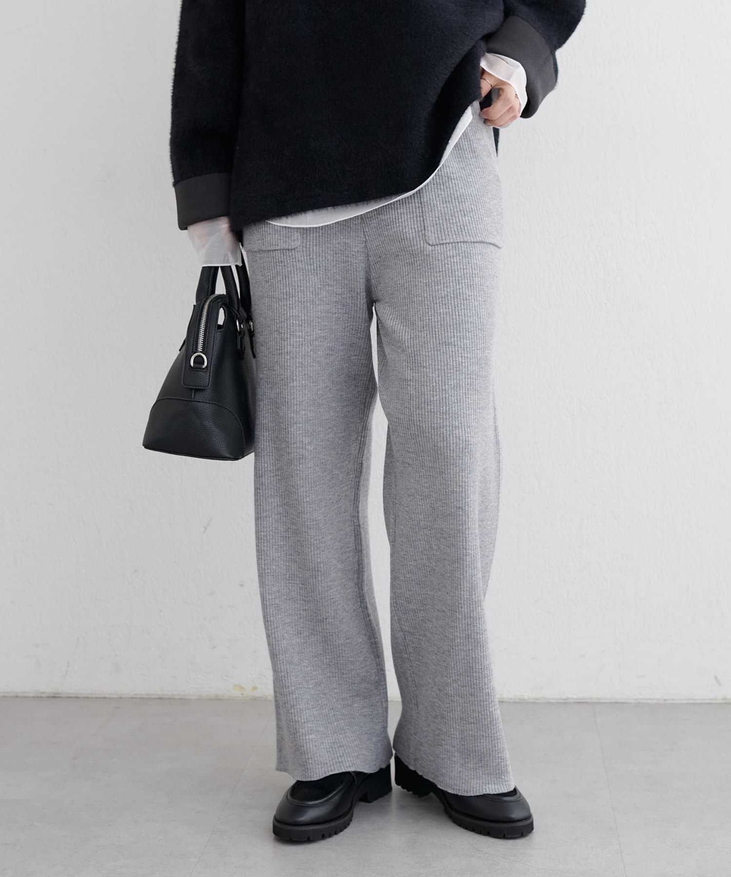 LARUTA(ラルータ) カシミアタッチリブニットパンツ