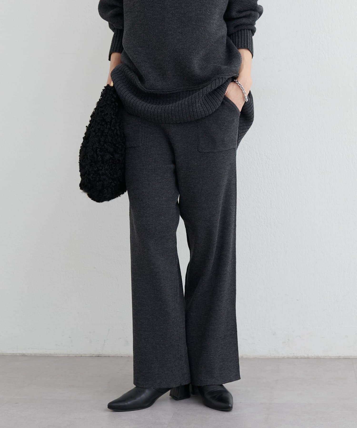 LARUTA(ラルータ) カシミアタッチリブニットパンツ