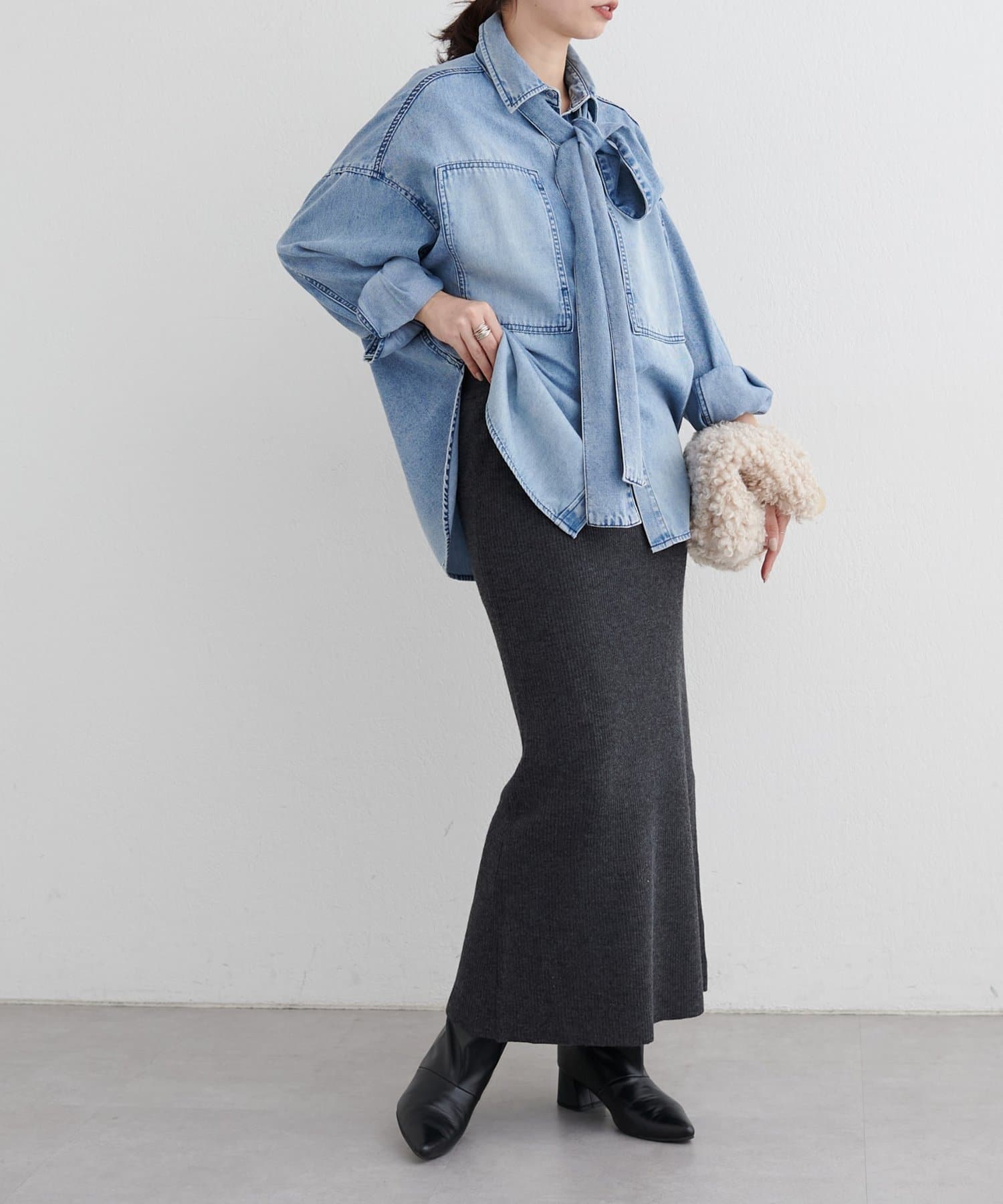 LARUTA(ラルータ) カシミアタッチリブニットスカート