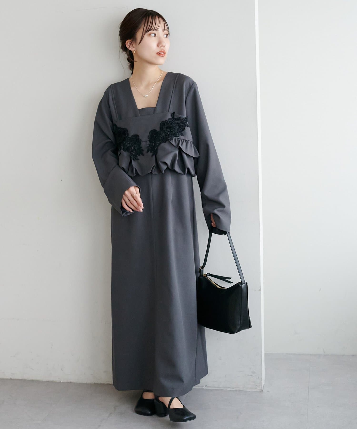 DISCOAT(ディスコート) 【オケージョン】レース使いビスチェセットワンピース