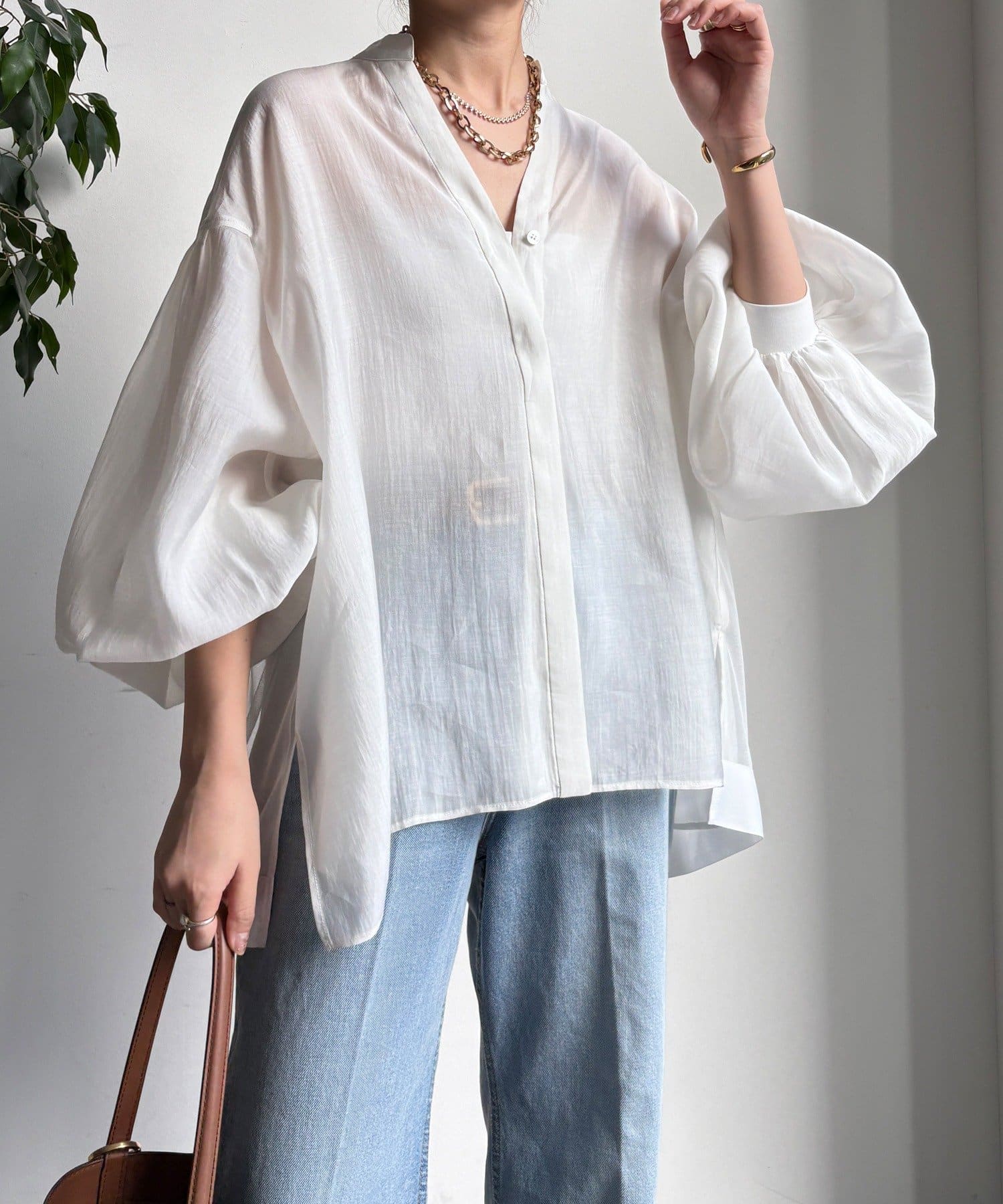 DOUDOU(ドゥドゥ) 【WEB限定】バックチュールブラウス