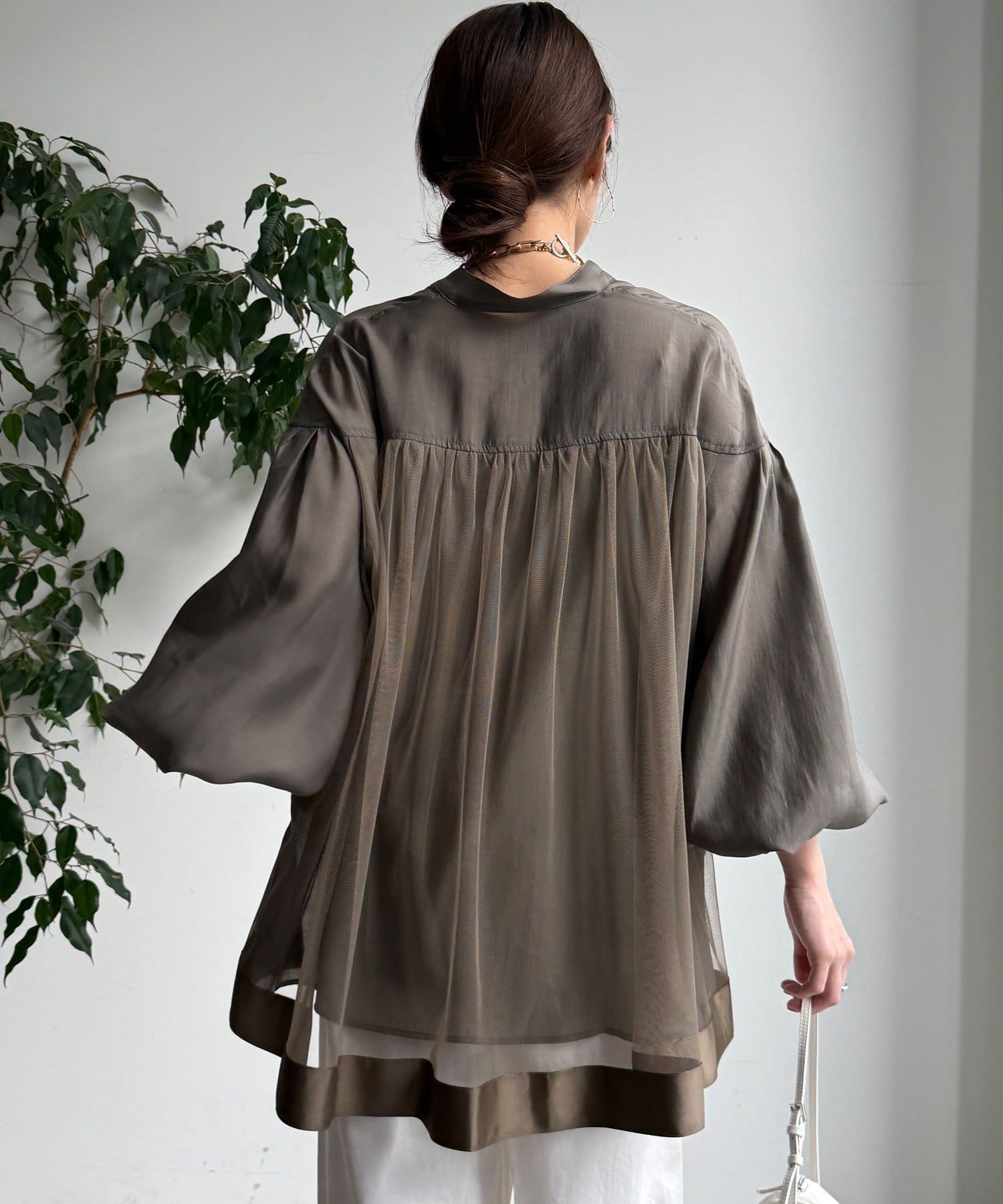 DOUDOU(ドゥドゥ) 【WEB限定】バックチュールブラウス