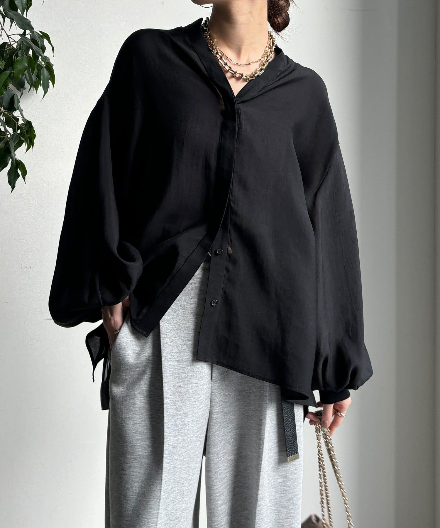 DOUDOU(ドゥドゥ) 【WEB限定】バックチュールブラウス