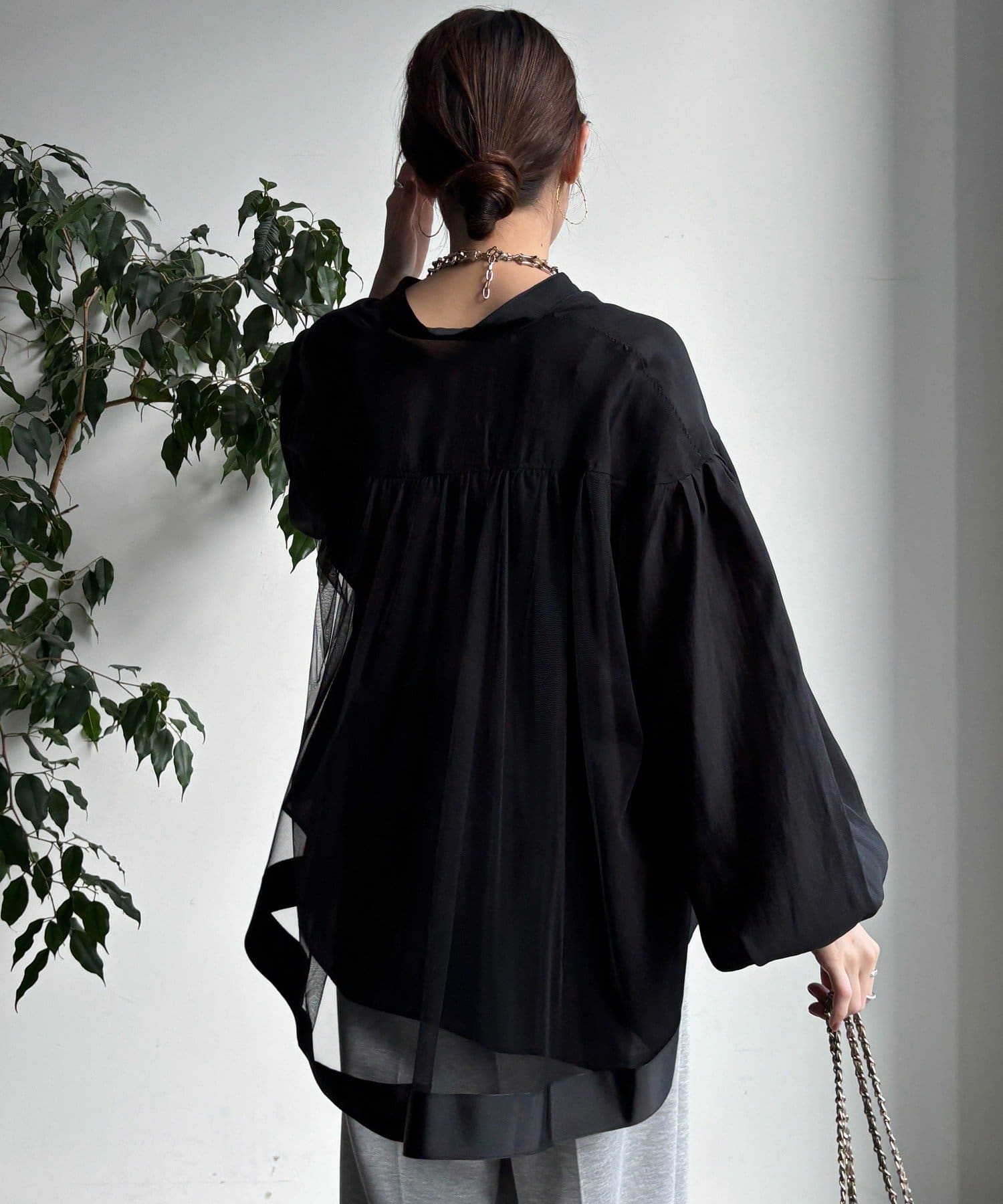 DOUDOU(ドゥドゥ) 【WEB限定】バックチュールブラウス