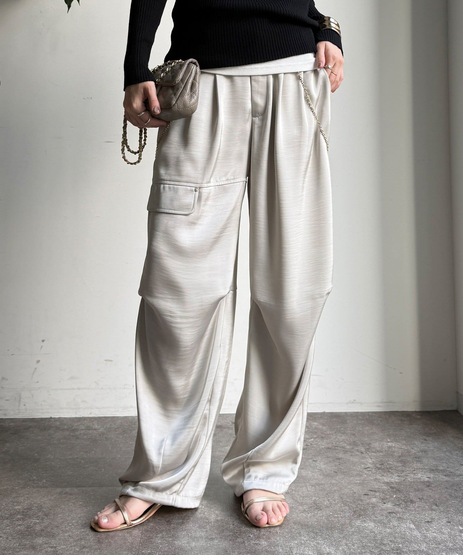 DOUDOU(ドゥドゥ) 【WEB限定】サテンパンツ