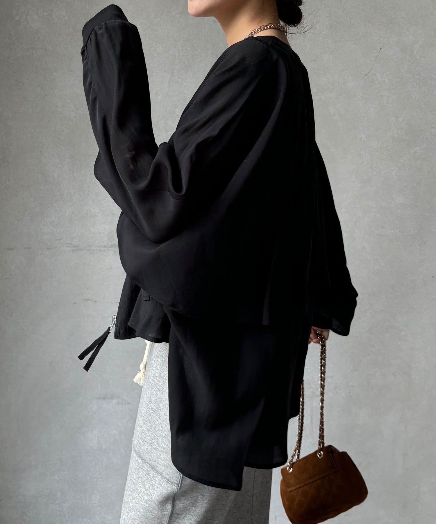 DOUDOU(ドゥドゥ) 【WEB限定】バックギャザーフリルブルゾン