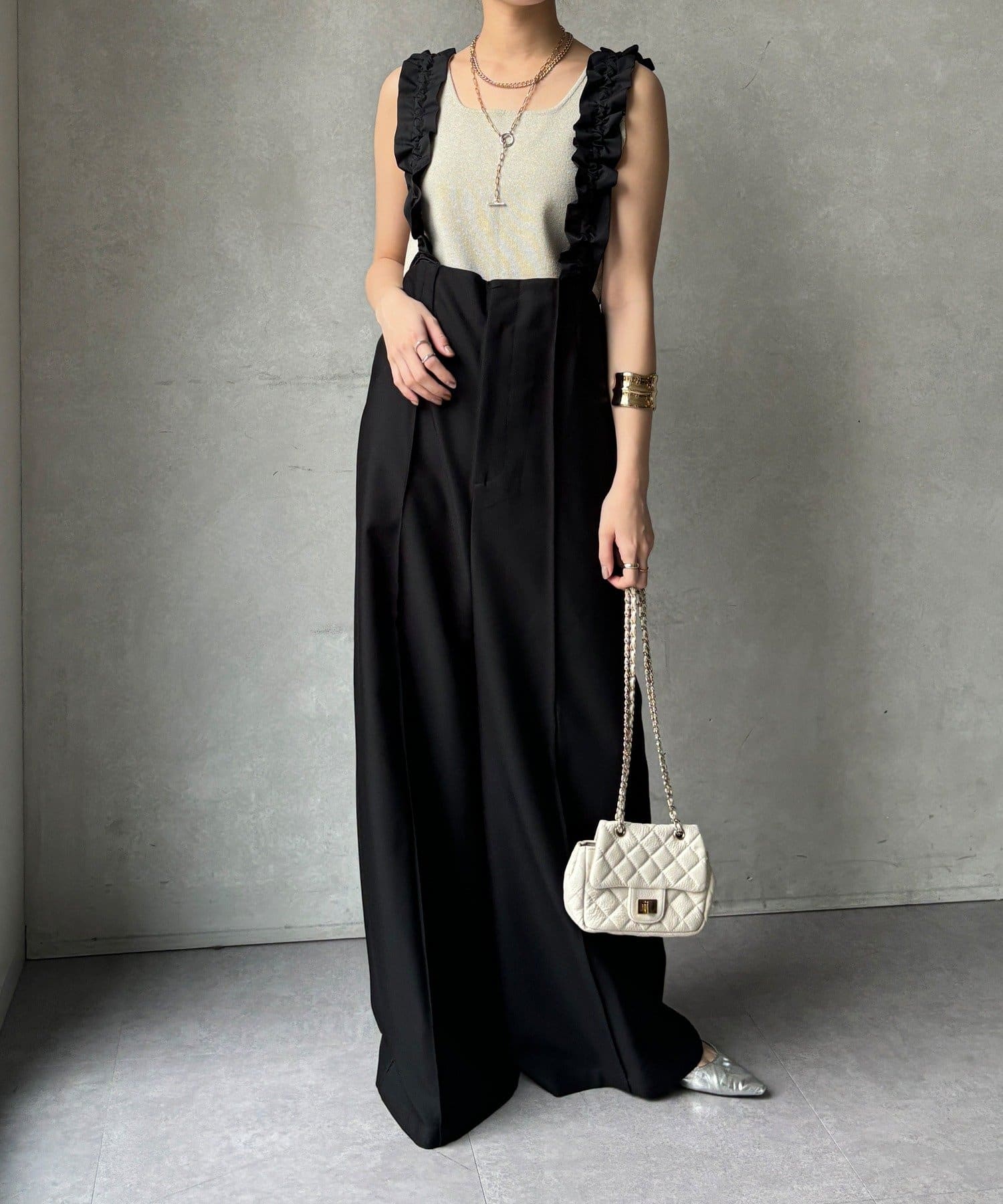 DOUDOU(ドゥドゥ) 【WEB限定】ドロストフリルサロペット