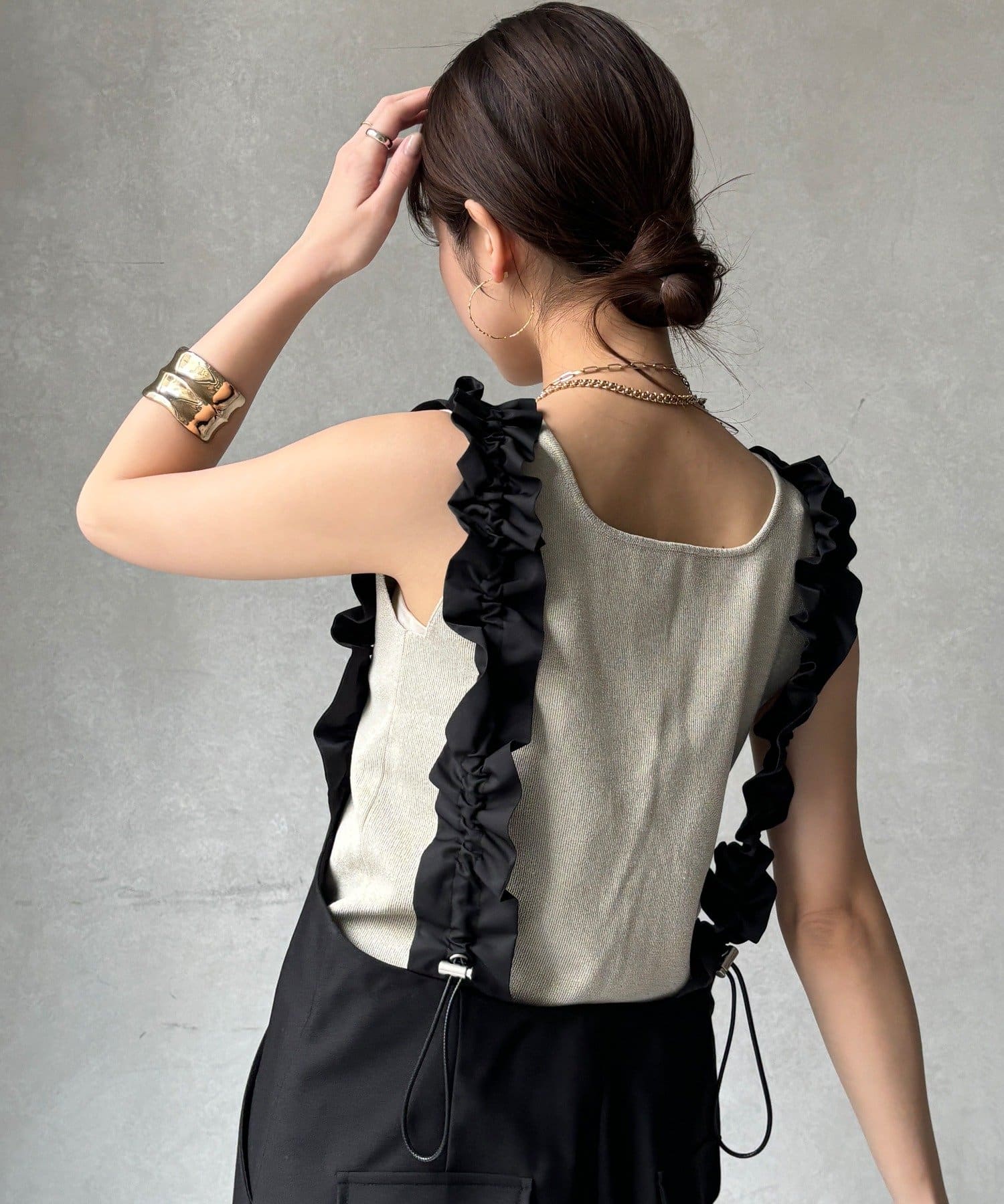 DOUDOU(ドゥドゥ) 【WEB限定】ドロストフリルサロペット