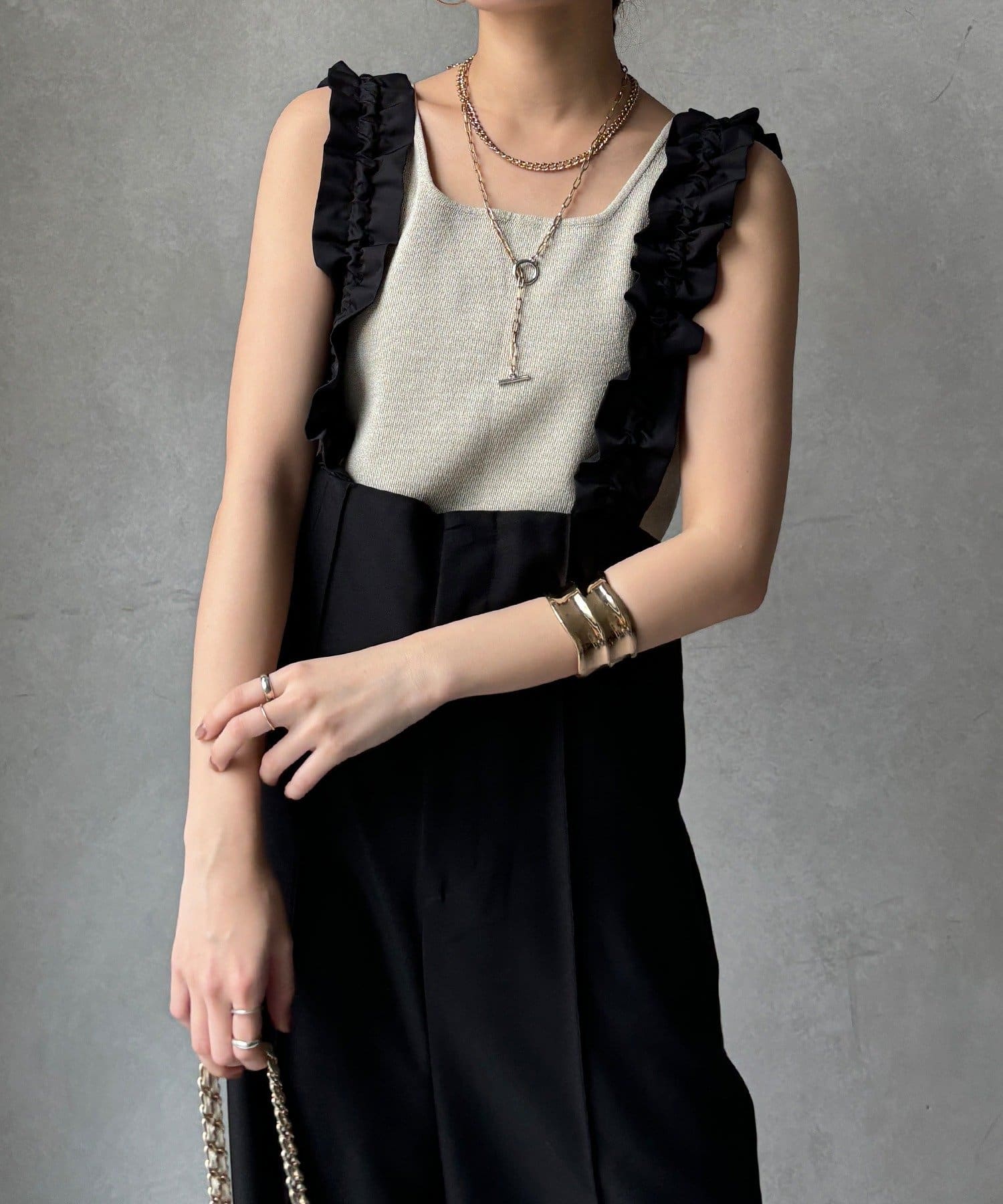 DOUDOU(ドゥドゥ) 【WEB限定】ドロストフリルサロペット