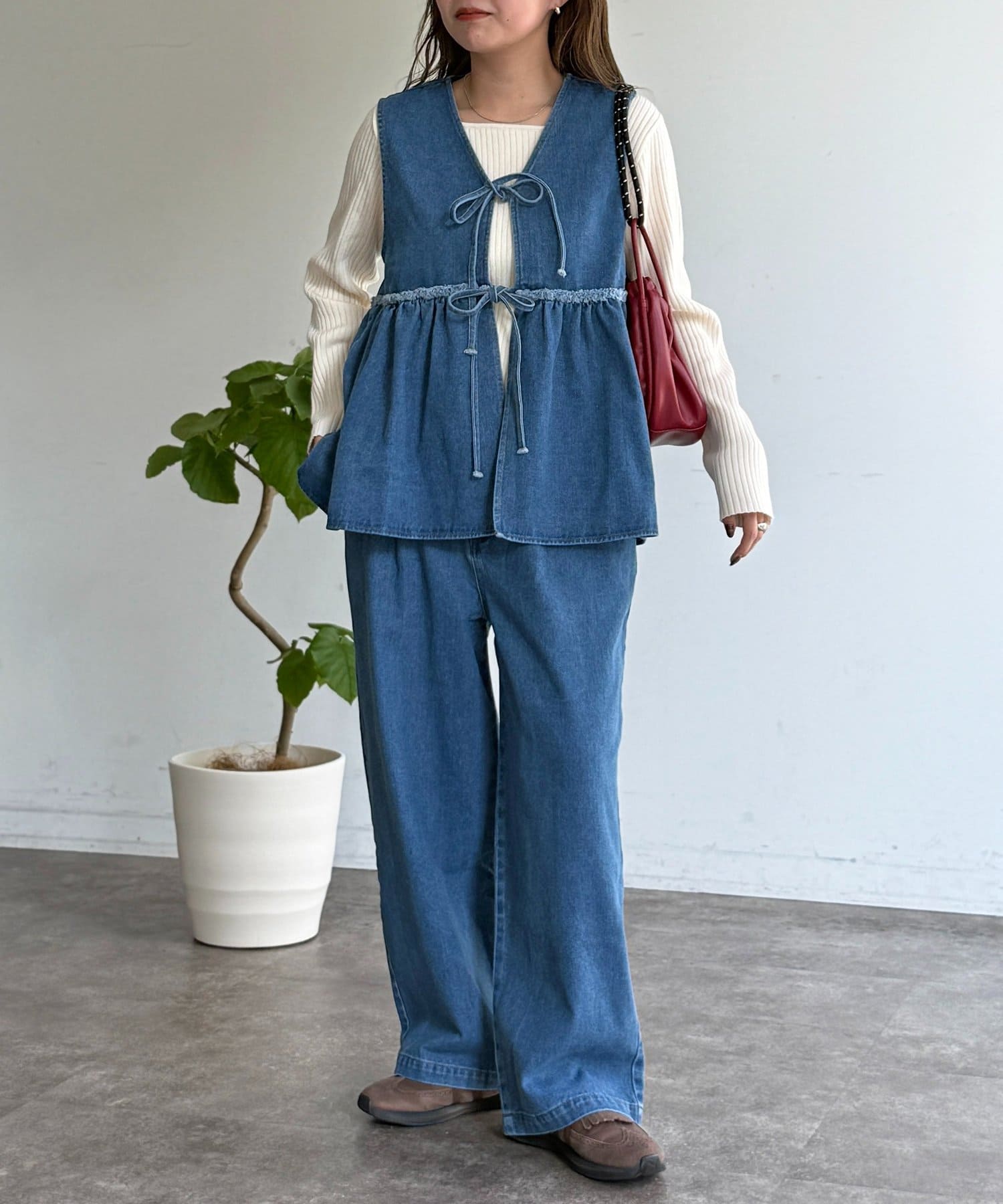 CPCM(シーピーシーエム) デニムビスチェセットアップ