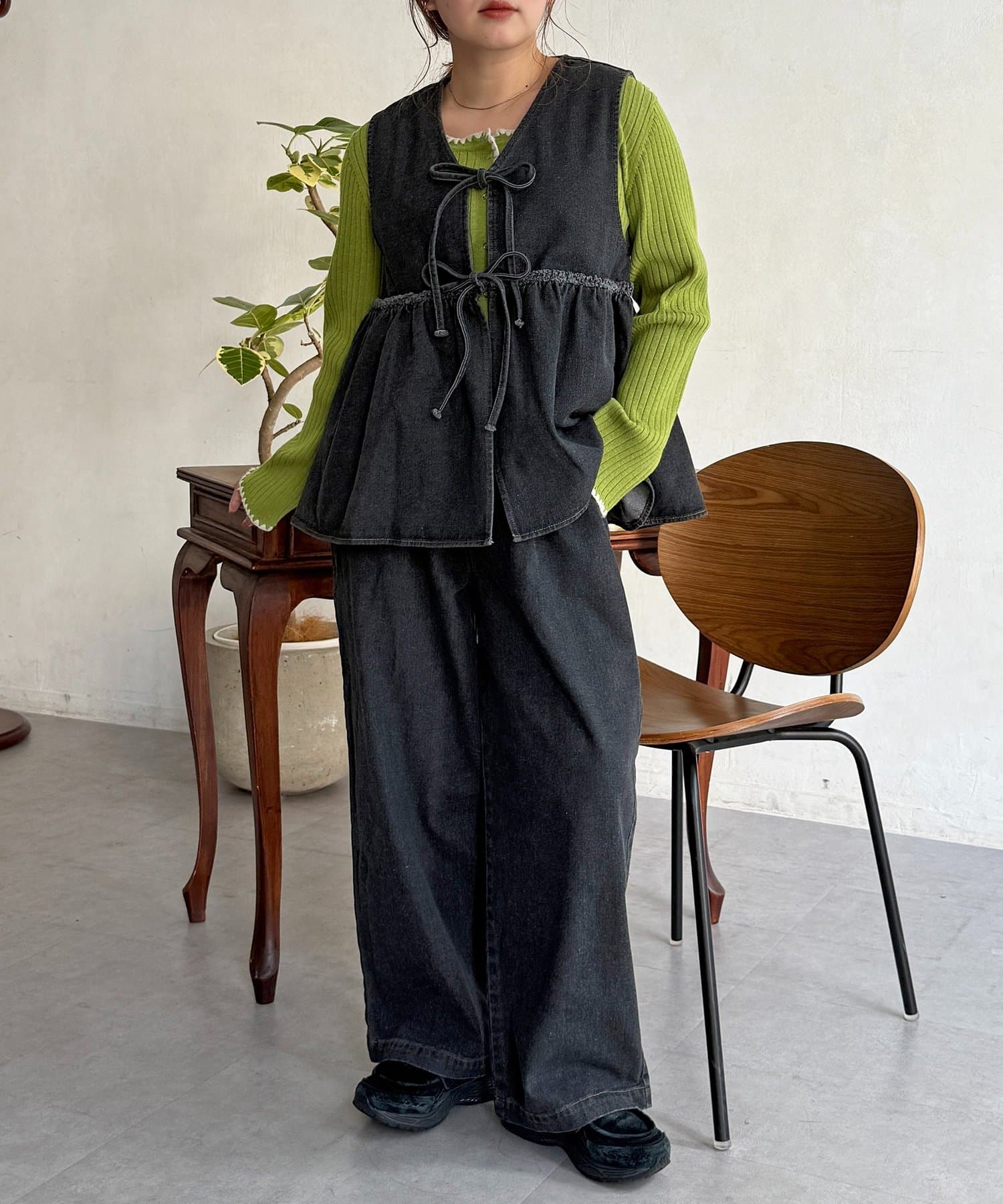 CPCM(シーピーシーエム) デニムビスチェセットアップ