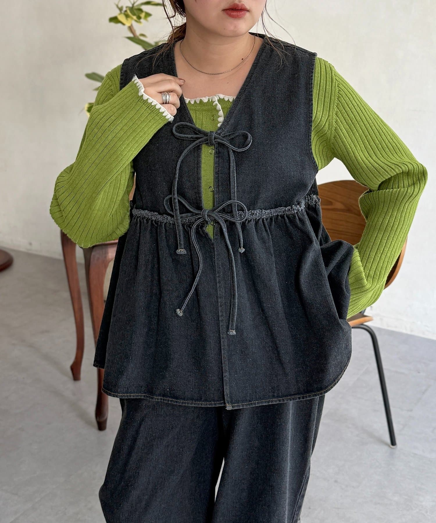 CPCM(シーピーシーエム) デニムビスチェセットアップ