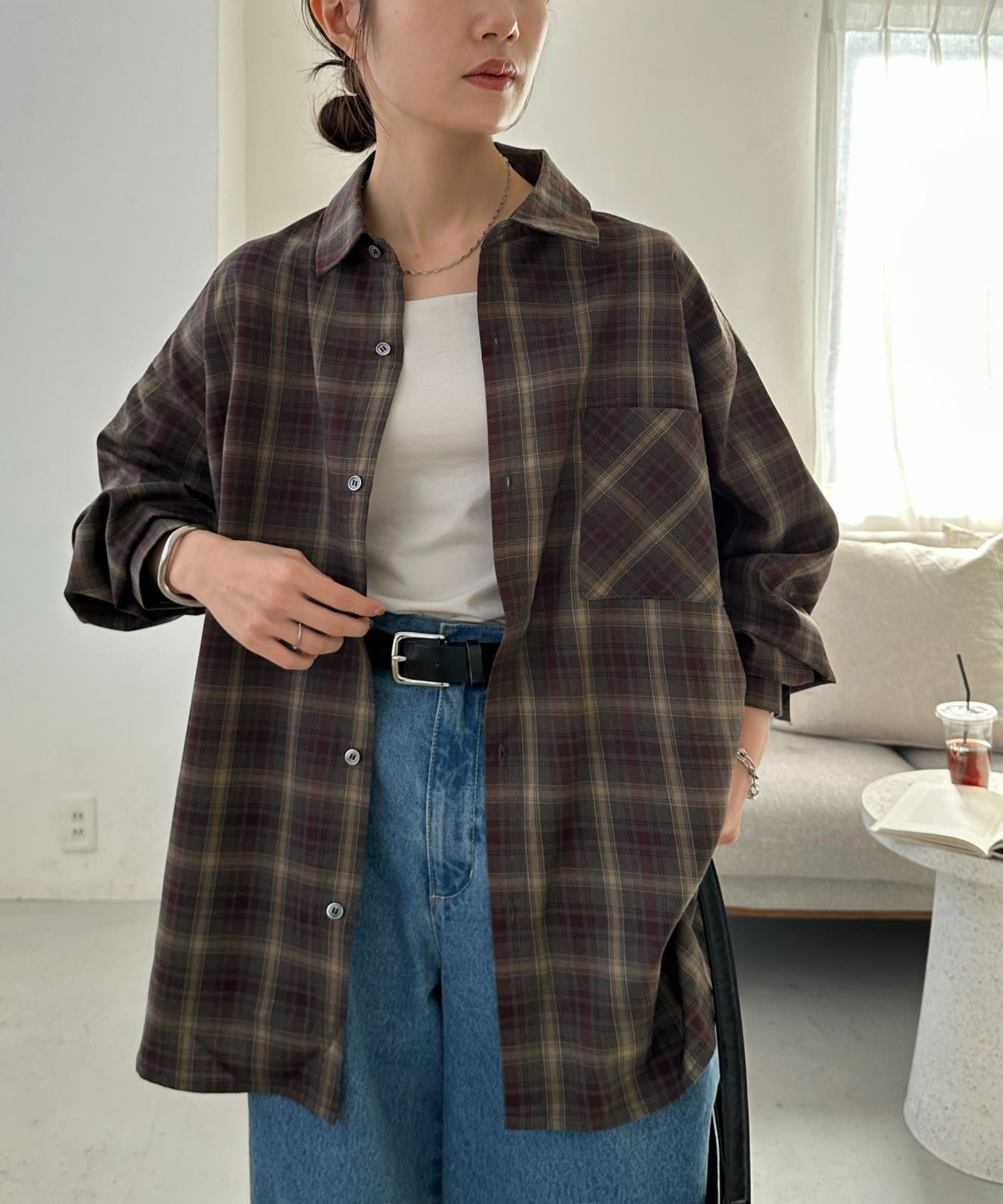 DISCOAT(ディスコート) 【Enlude/ユニセックス】オンブレチェックオーバーシャツ