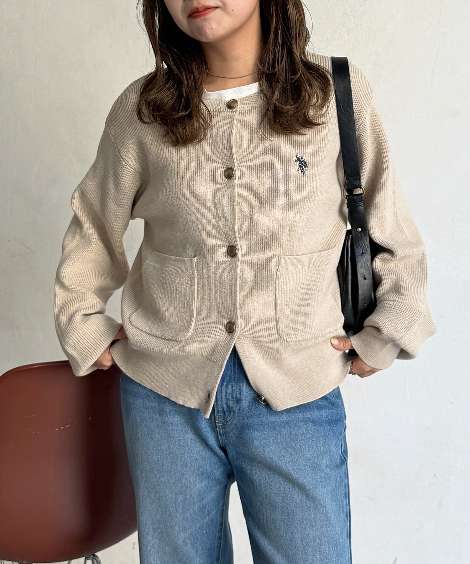 CPCM(シーピーシーエム) 【U.S. POLO ASSN.】畦編み金ボタンカーディガン