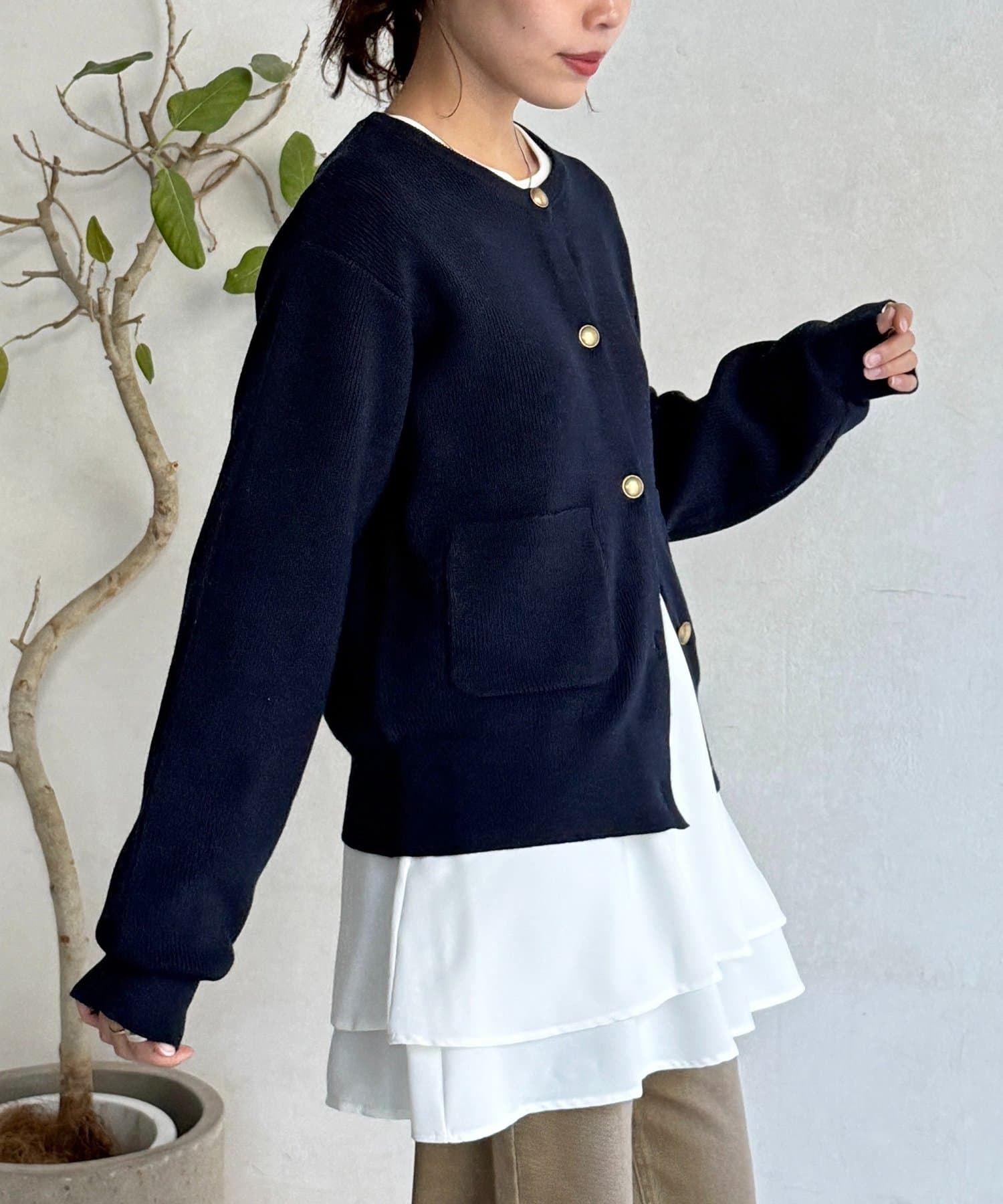 CPCM(シーピーシーエム) 【U.S. POLO ASSN.】畦編み金ボタンカーディガン