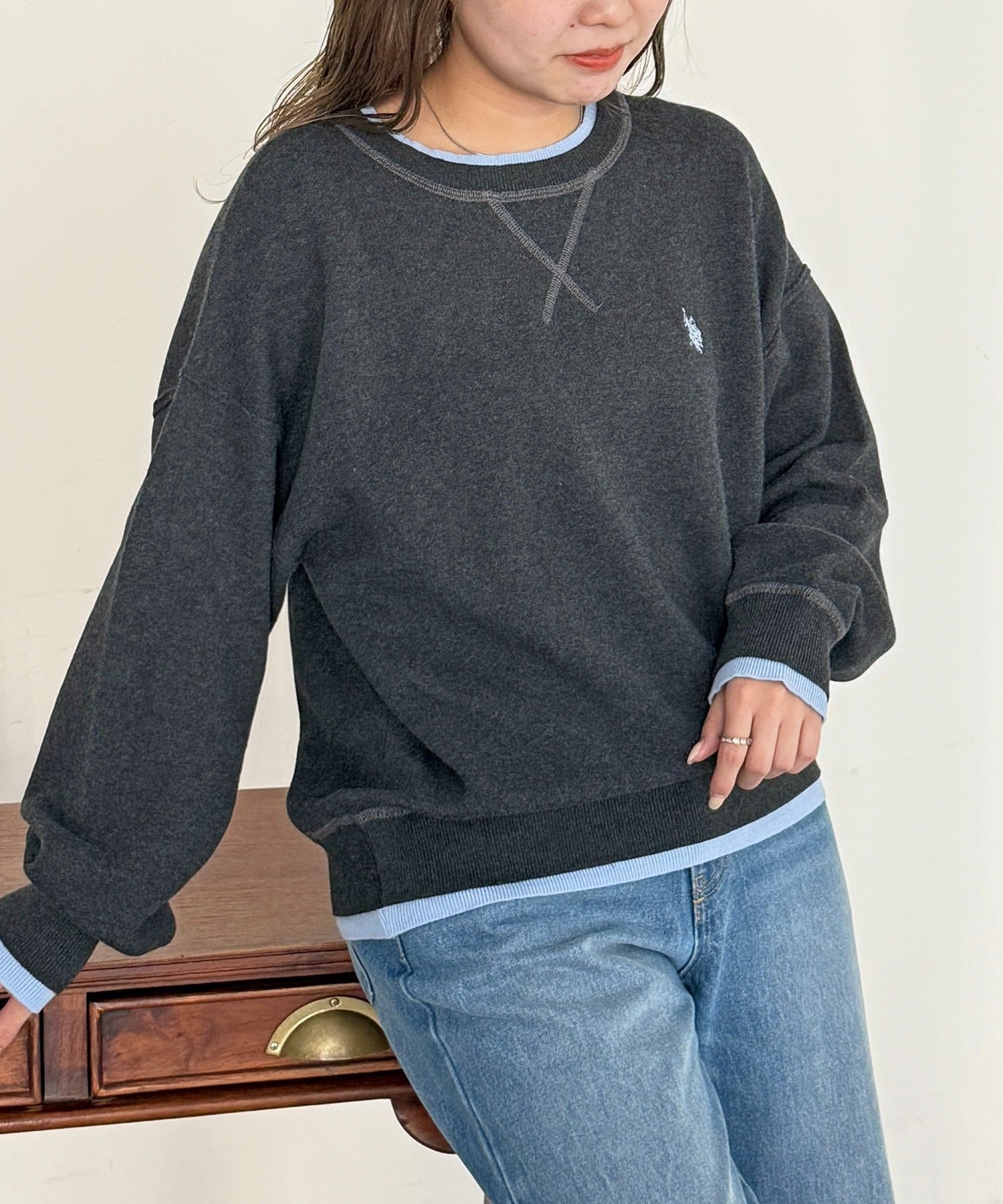 CPCM(シーピーシーエム) 【U.S. POLO ASSN.】フェイクレイヤードスウェットライクニット