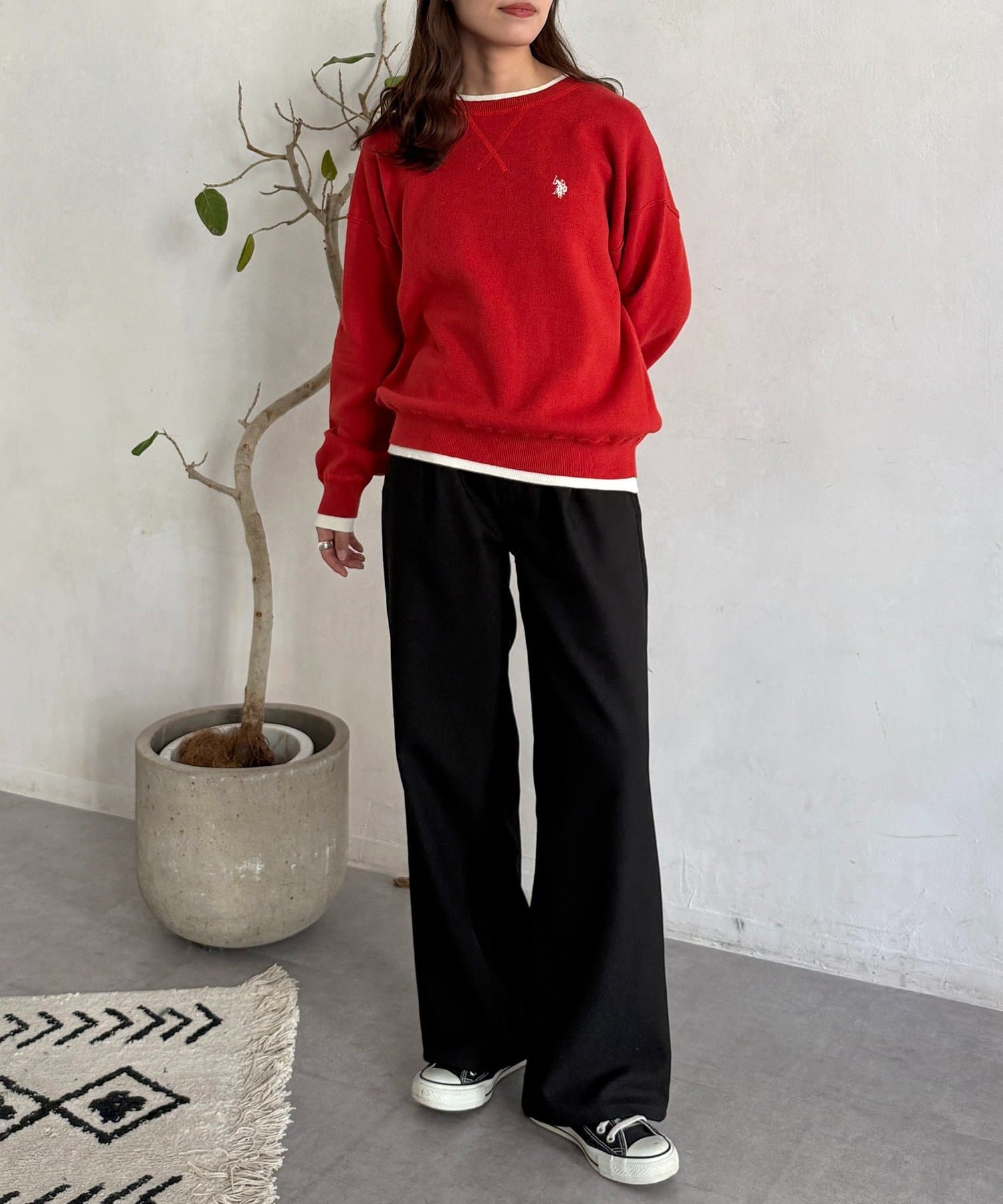 CPCM(シーピーシーエム) 【U.S. POLO ASSN.】フェイクレイヤードスウェットライクニット